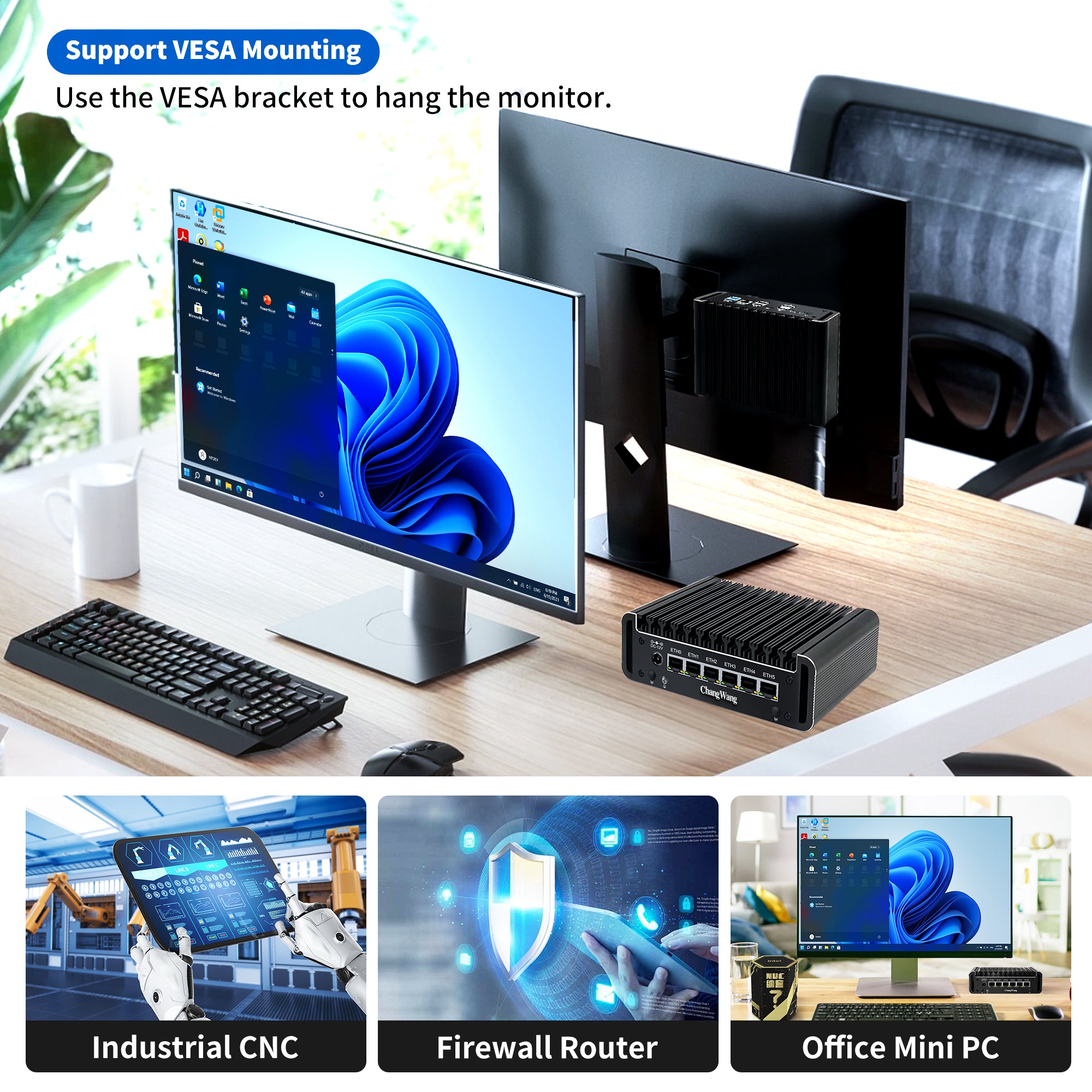 CWWK F24 Micro Computer Hardware Namely Firewalls Celeron J6413, Fanless Mini PC Support OPNsense, Office Network Appliance Dual 4K HD, DP, SIM Slot, Barebone (No RAM/SSD/OS)
