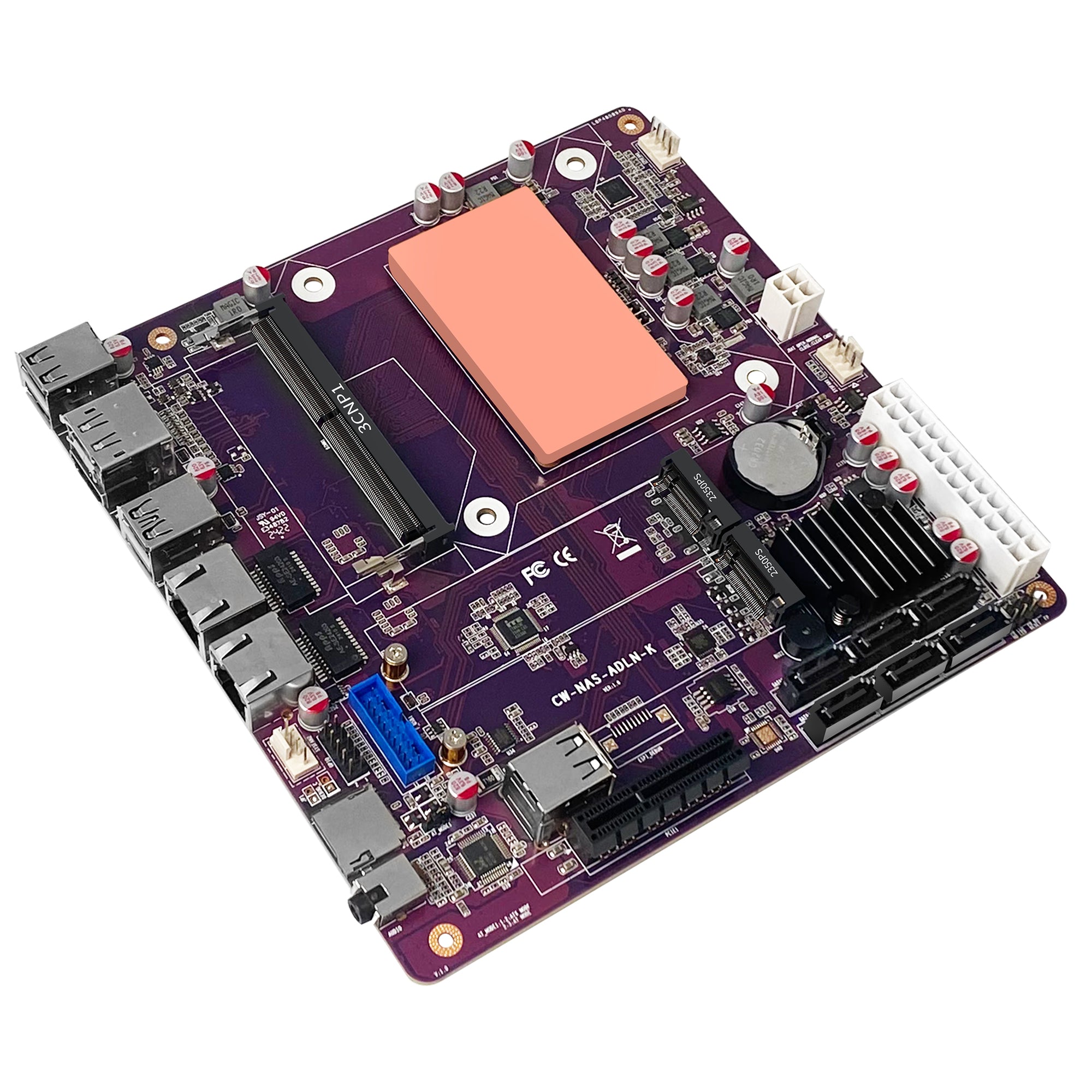 CWWK CW-M2 ChangWang Mini-ITX Purple NAS Motherboard with 6 SATA and Dual 2.5GbE,Adaptation OpenClaw