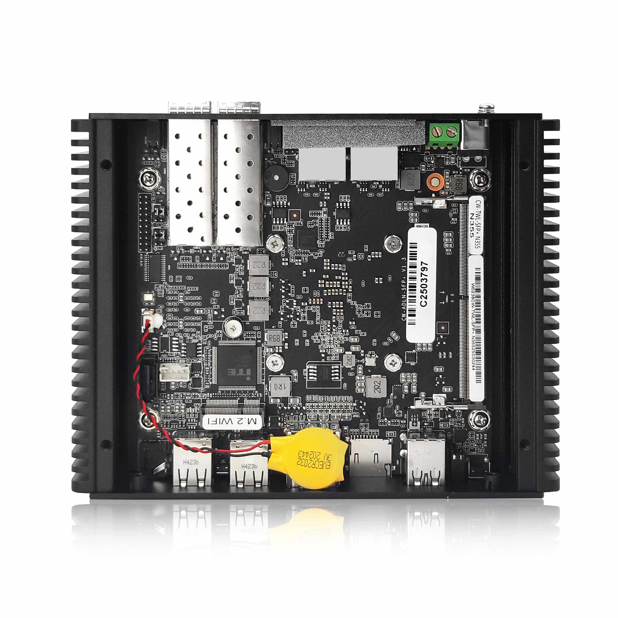 CWWK S8 N100/N150/N305/N355 Mini PC Firewall Appliance, Dual 10GbE SFP+ Mini Computer with 2 x i226-V 2.5GbE LAN, OPNsense Micro PC DDR5, USB-C, MicroSD, 2-Display, AES-NI