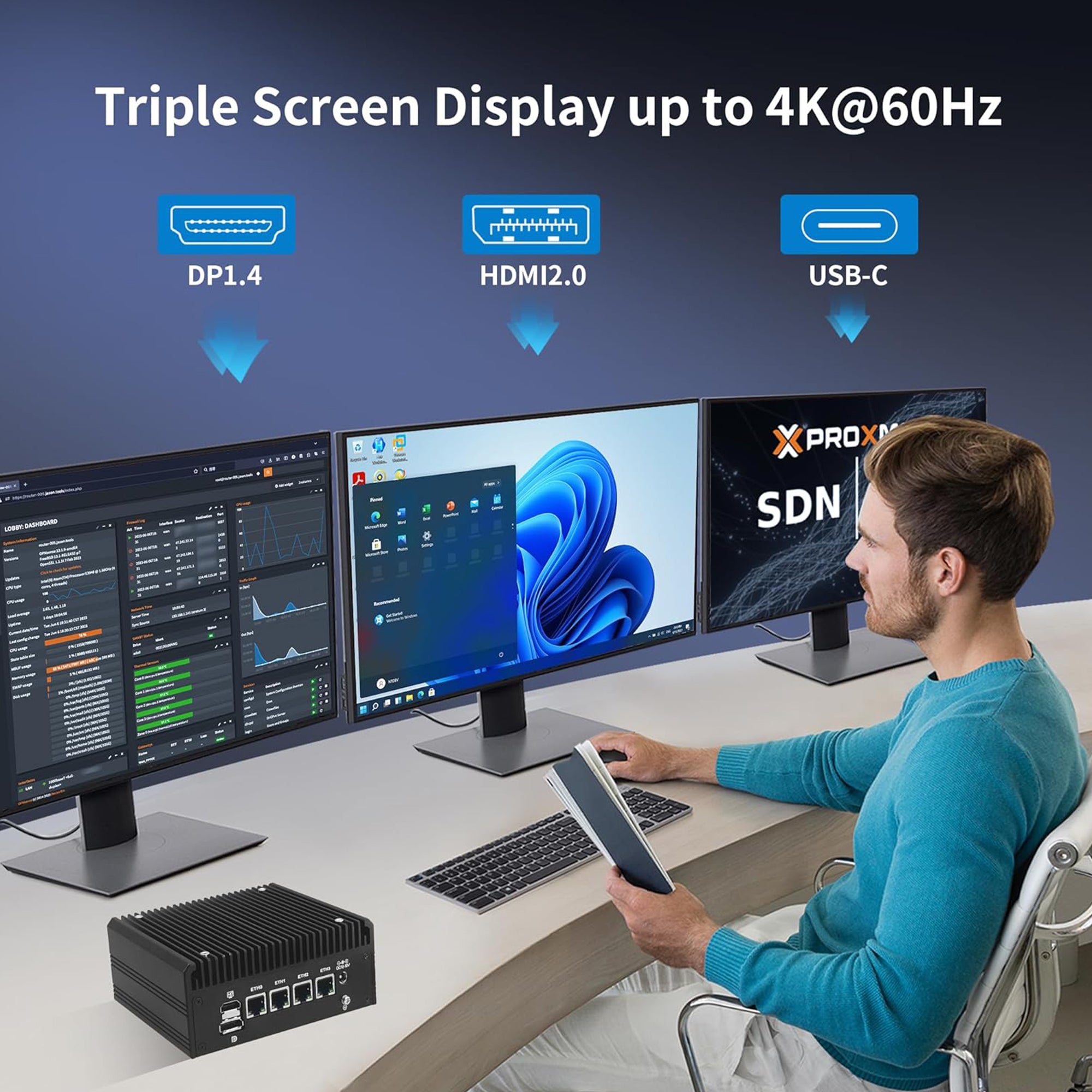 CWWK Mini PC F16 Fanless Ryzen 5 5500U Firewall Appliance, 4 x i226-V 2.5GbE LAN OPNsense Mini Computer