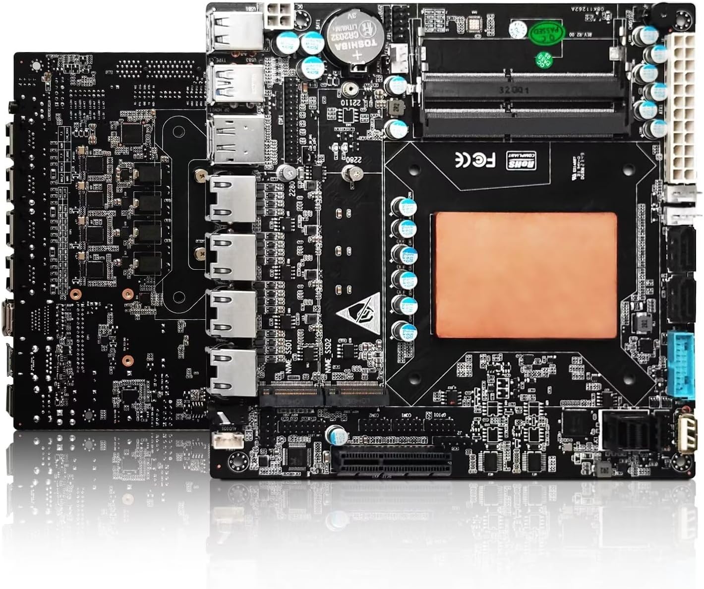 CWWK M3 NAS Motherboard Industrial, 6 Bay, Core i7-1165G7, Mini Itx, 4 × I226V 2.5GbE LAN, DDR4 8GB RAM 128GB NVMe SSD(PCIe3.0×2), 1 × SFF-8643, PCIE×4, DP + HD + Type-C(4K@60Hz)
