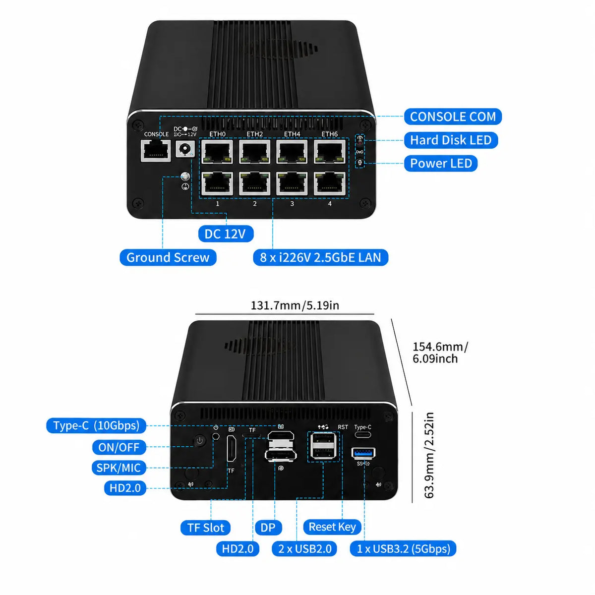 CWWK F14 8-Port 2.5GbE Firewall Mini PC