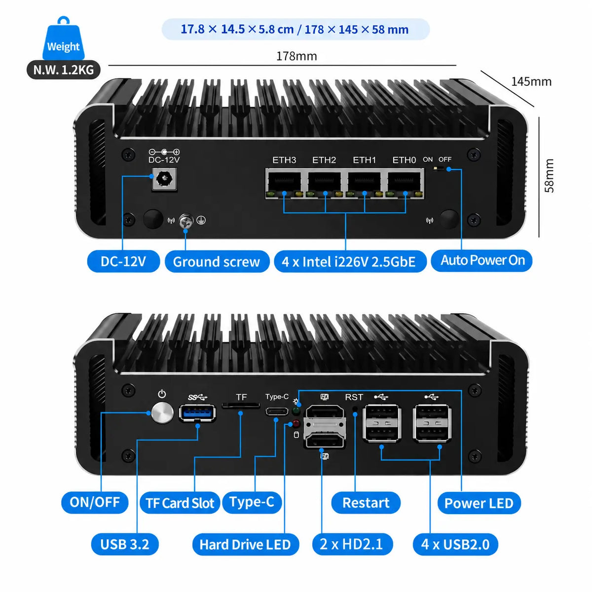 CWWK F23 4-Port 2.5GbE Firewall Mini ITX