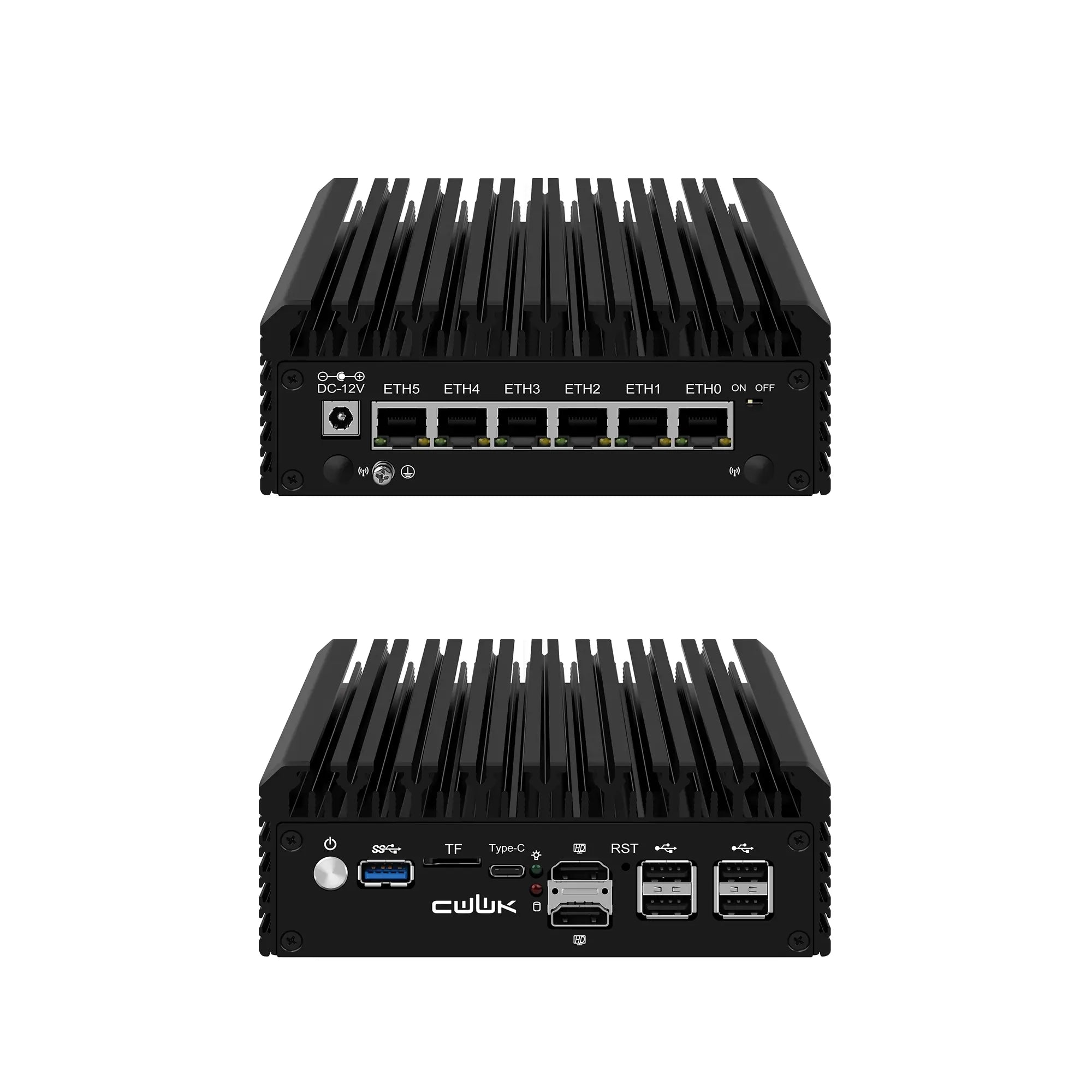 CWWK F7 Firewall Mini PC N97/N100/N200/N150/N300/N305/N100 ,Micro Appliance Opnsense Fanless Mini Computer 6 x 2.5 GBE i226V LAN Router, DDR5 RAM NVMe SSD