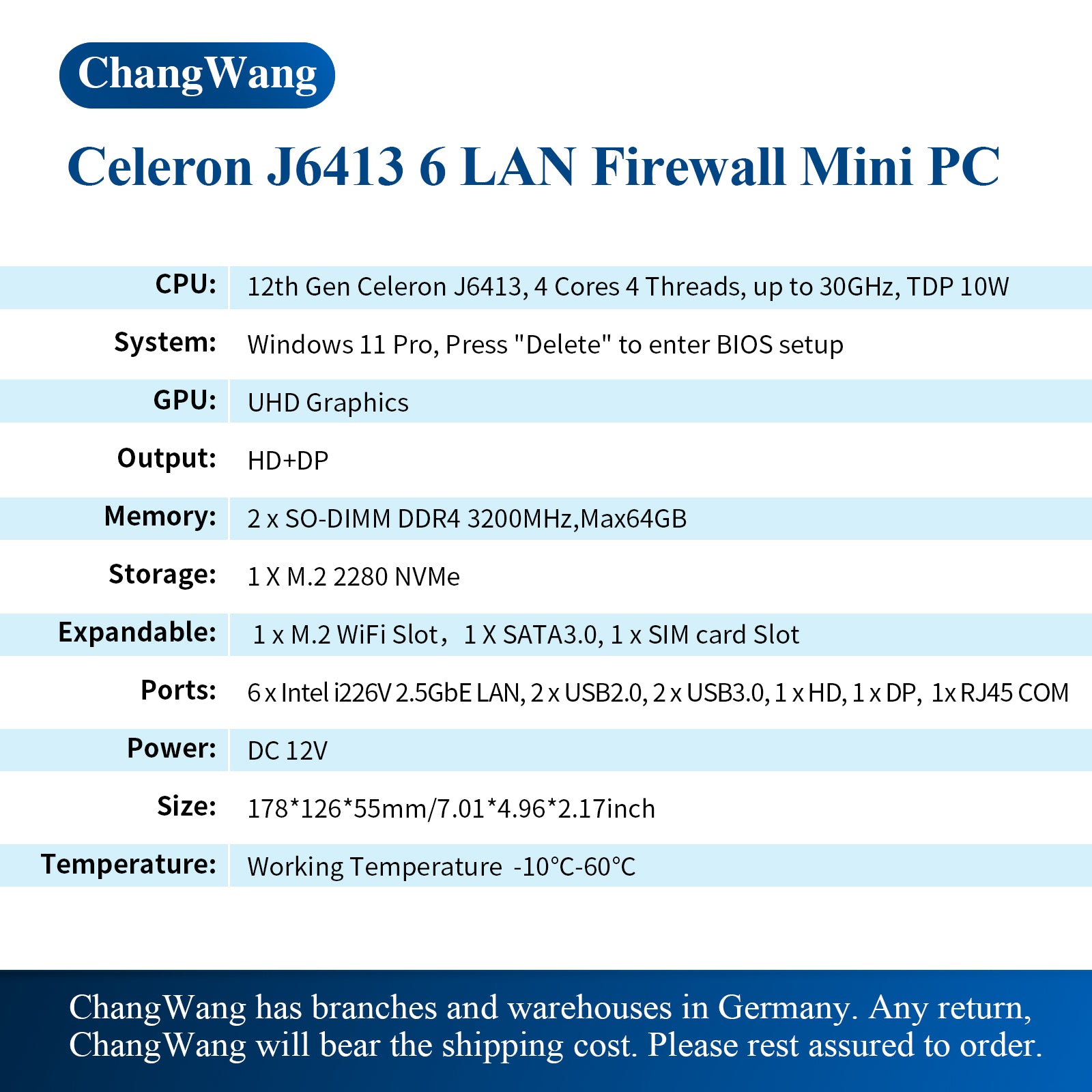 CWWK F24 Micro Computer Hardware Namely Firewalls Celeron J6413, Fanless Mini PC Support OPNsense, Office Network Appliance Dual 4K HD, DP, SIM Slot, Barebone (No RAM/SSD/OS)