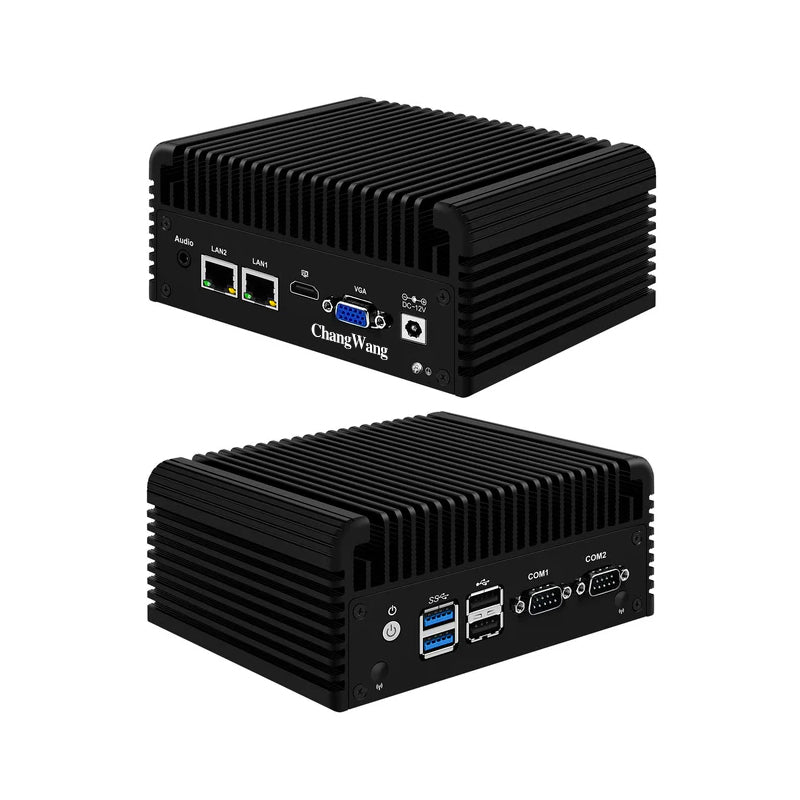 CWWK C2 Fanless Industrial Mini PC N2840, 2×LAN 2×COM, 8GB RAM 256GB SSD, HD VGA, Windows 11, Compact Industrial Computer
