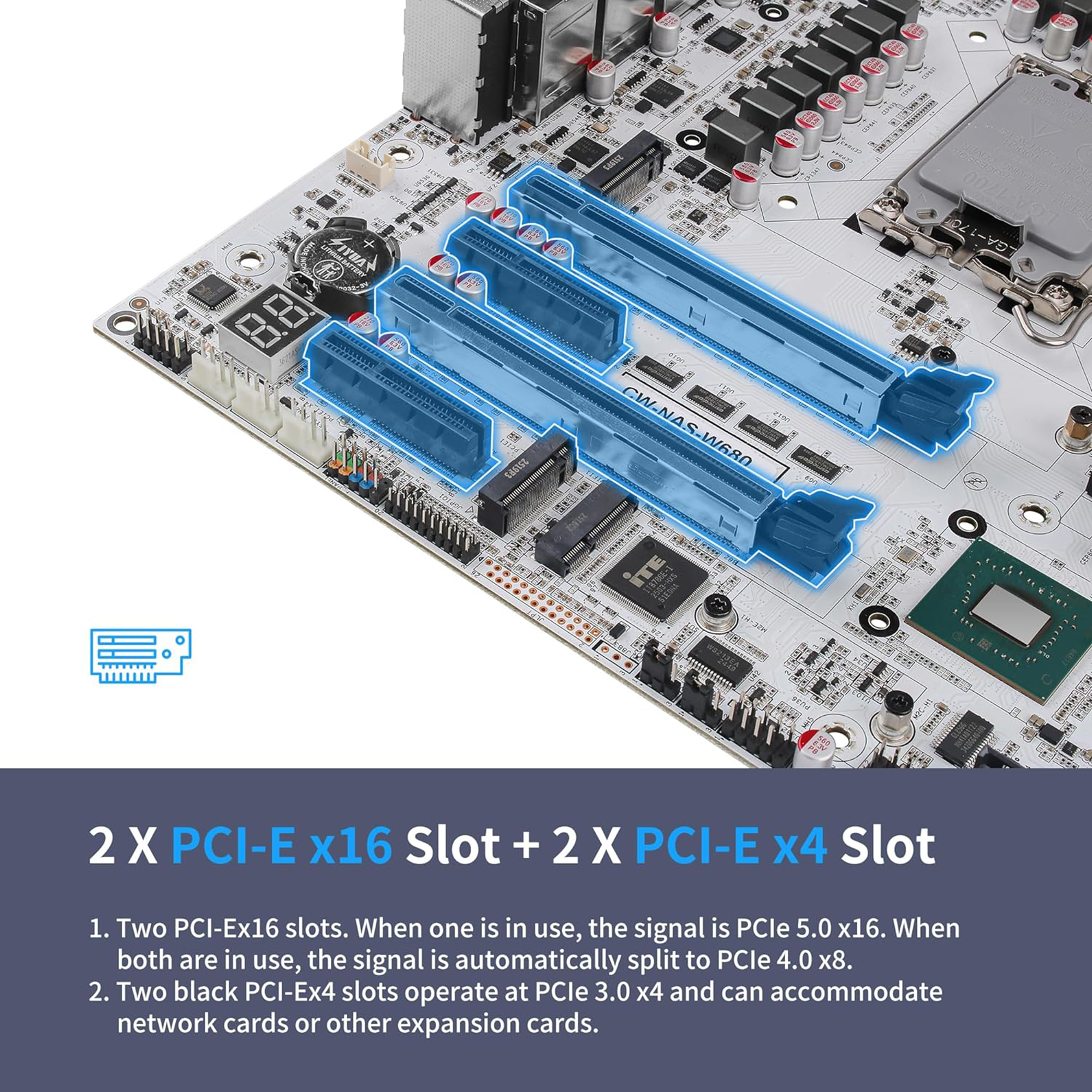 CWWK W680 NAS Motherboard Micro ATX 12 Bay, LGA 1700 mATX White PC Mainboard