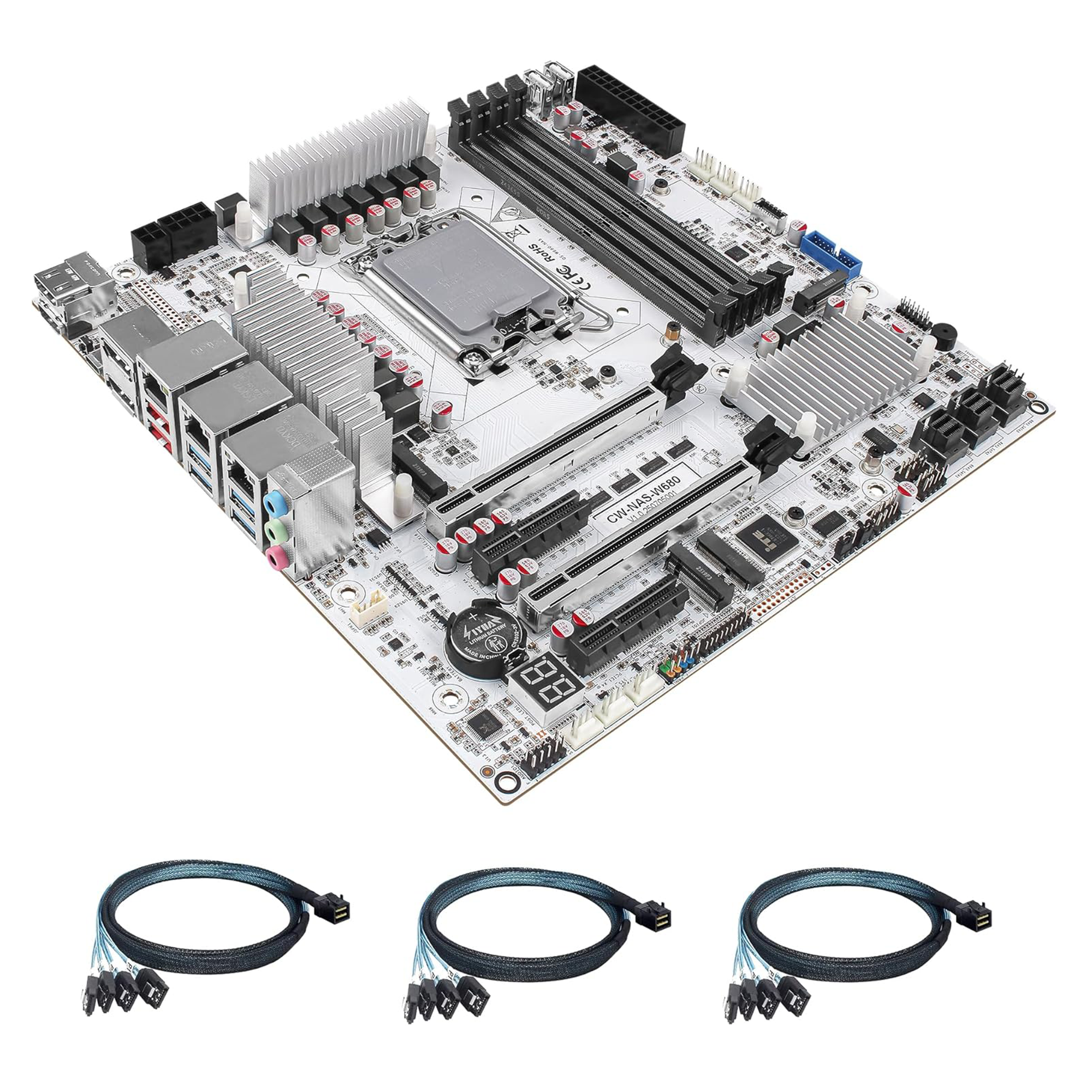 CWWK W680 NAS Motherboard Micro ATX 12 Bay, LGA 1700 mATX White PC Mainboard