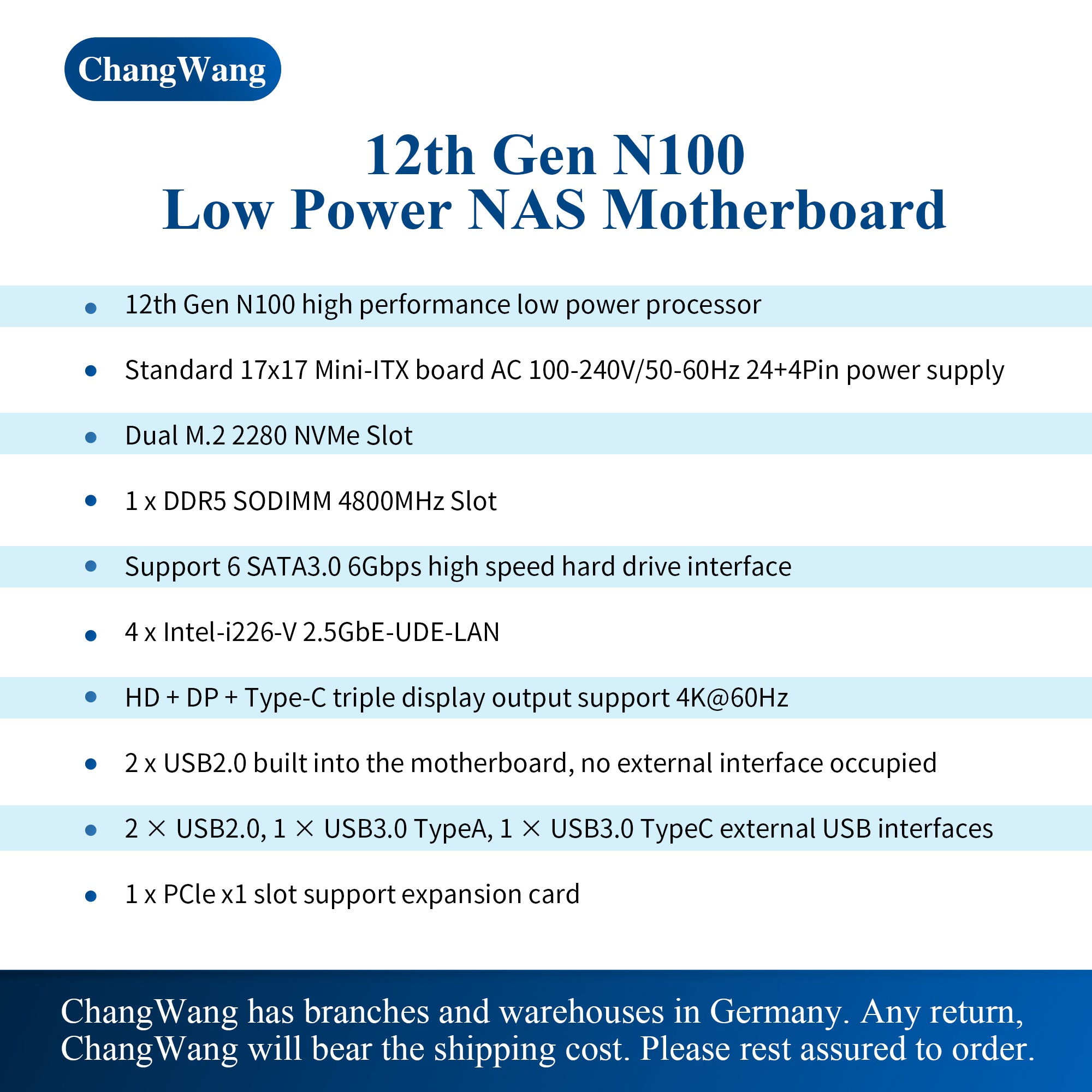 M1 Intel N100/N305 NAS Motherboard with 4x 2.5GbE, 6 SATA, Dual M.2 NVMe