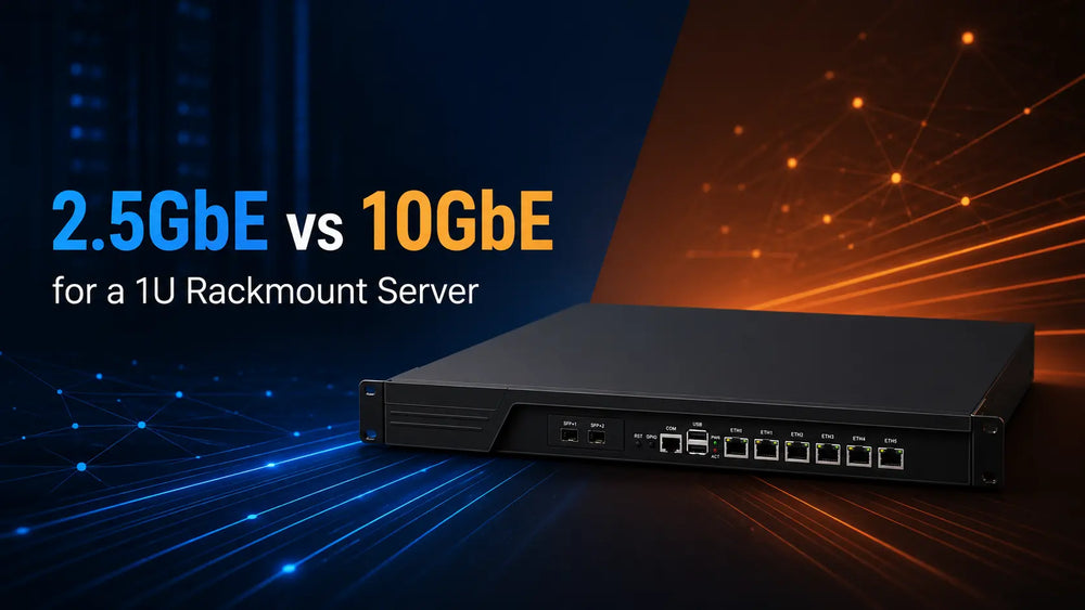 1U rackmount server comparing 2.5GbE and 10GbE networking for server workloads