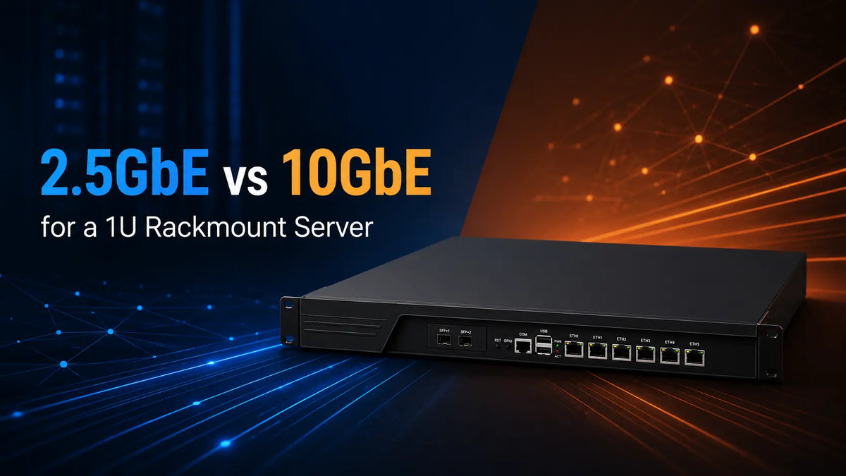 1U rackmount server comparing 2.5GbE and 10GbE networking for server workloads