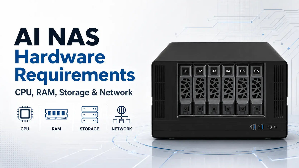AI NAS hardware showing CPU, RAM, storage and network requirements