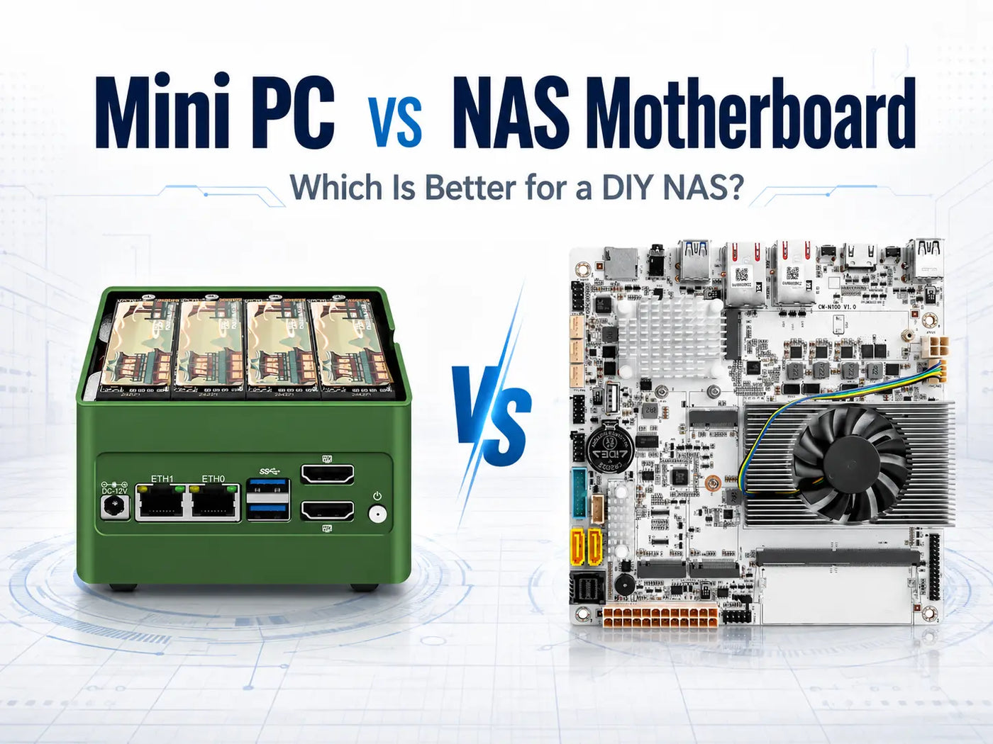 Mini PC and NAS motherboard compared for a DIY NAS build