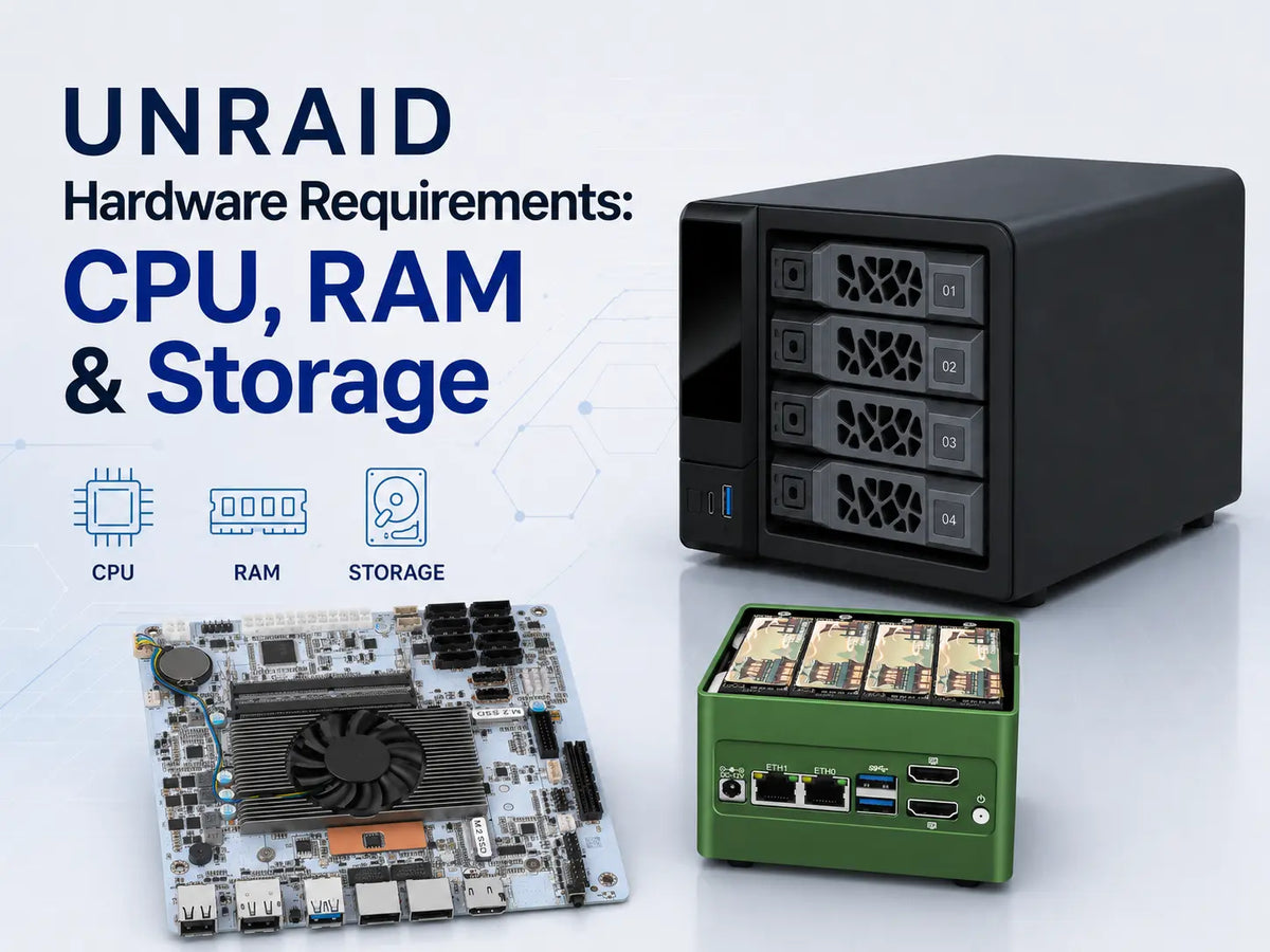 Unraid NAS hardware with CPU, RAM and storage components for a DIY NAS build