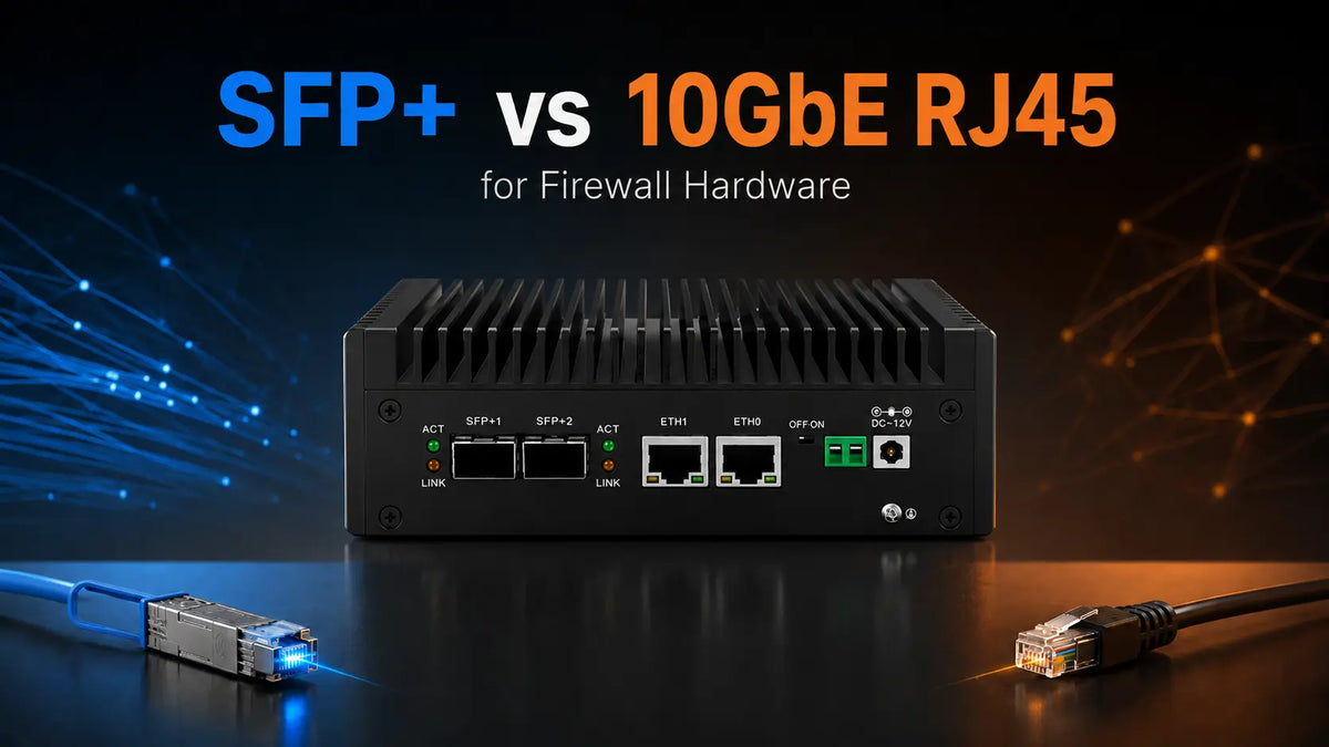 SFP+ and 10GbE RJ45 interfaces compared for firewall hardware and high-speed networking