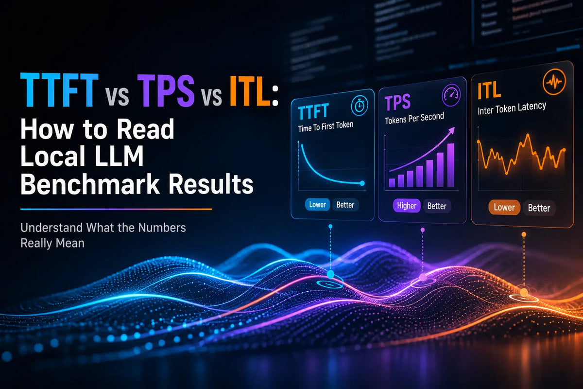 TTFT, TPS and ITL metrics compared for understanding local LLM benchmark performance