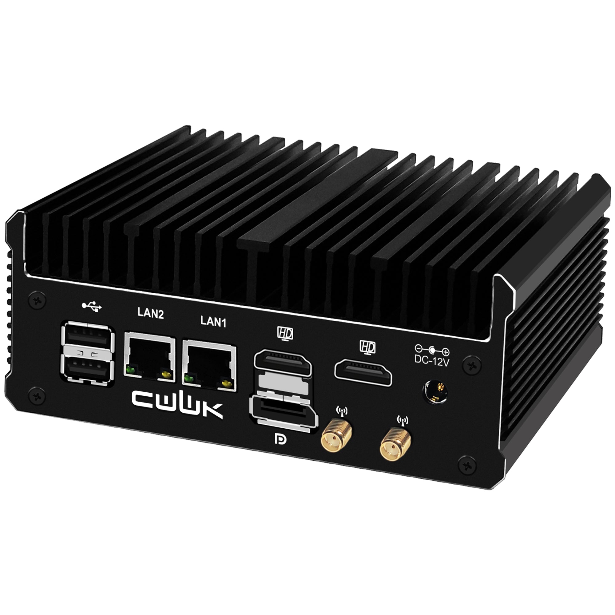 CWWK C1 Fanless Mini PC, Core N100,J6412  2 × 2.5GbE i226V LAN Port, 2 × COM RS232, Support WIFI/BT, Fanless Desktop Computer, DDR4 8GB RAM 128GB NVMe SSD, Windows 11 Pro
