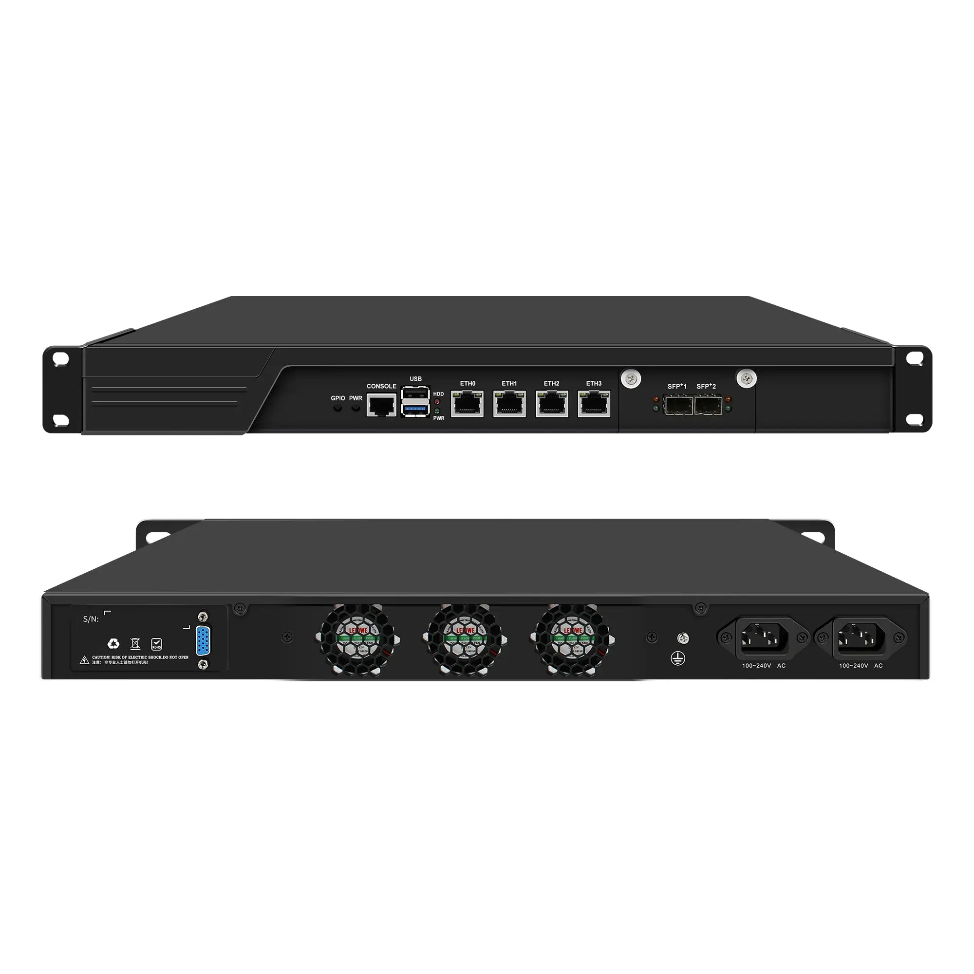 CWWK CW-U2 Firewall Hardware, 19 Inch 1U Rackmount, Intel N100 N200 N150 N300 Core i3 N305,4×2.5GbE or 2×10GbE SFP+ for OPNsense & pfSense,  Network Security Appliance, VGA, DDR5