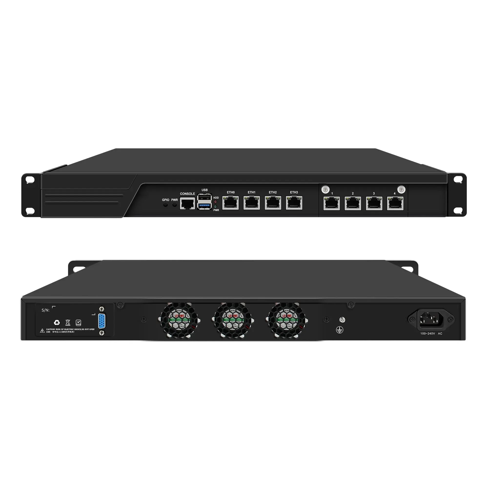 CWWK CW-U2 Firewall Hardware, 19 Inch 1U Rackmount, Intel N100 N200 N150 N300 Core i3 N305,4×2.5GbE or 2×10GbE SFP+ for OPNsense & pfSense,  Network Security Appliance, VGA, DDR5