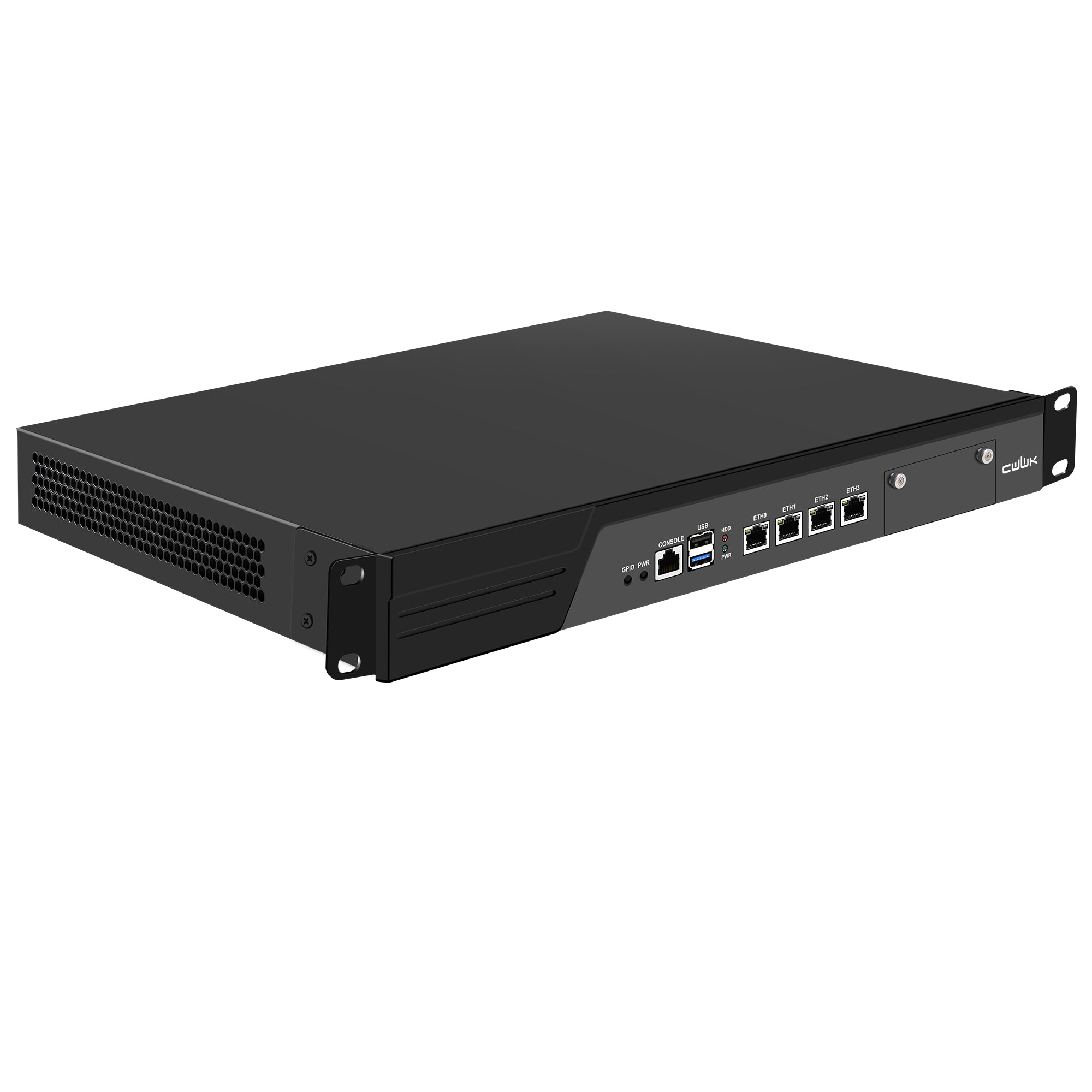 CWWK N3 19 Inch 1U Rack mount, N100/N200/i3 N305,Firewall Hardware Network Security Appliance, Router PC,  4 x I226V 2.5GbE LAN, Console, OPNsense, AES-NI, VGA, GPIO, DDR5 RAM  SSD