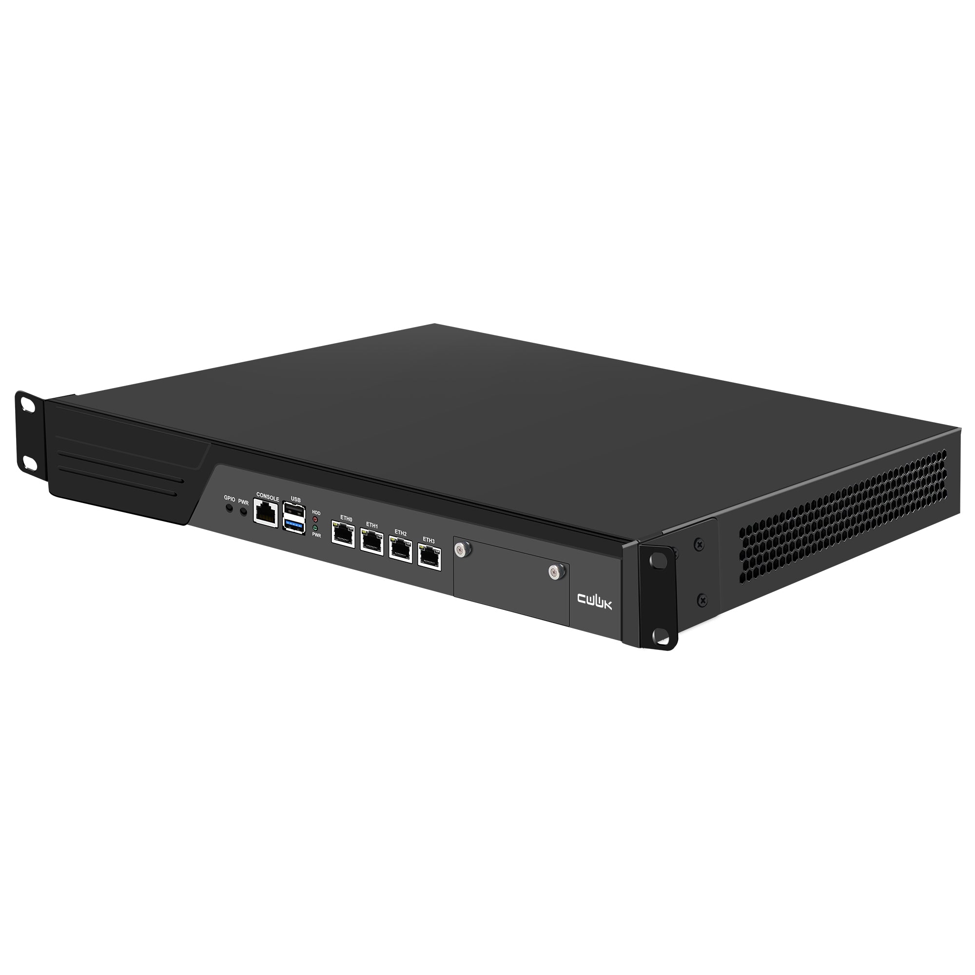 CWWK N3 19 Inch 1U Rack mount, N100/N200/i3 N305,Firewall Hardware Network Security Appliance, Router PC,  4 x I226V 2.5GbE LAN, Console, OPNsense, AES-NI, VGA, GPIO, DDR5 RAM  SSD