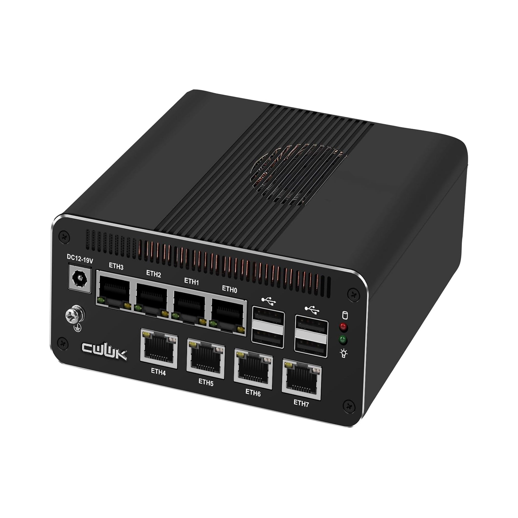 CWWK AI Mini PC Core Ultra 7 155H Firewall Appliance, 8 x 2.5GbE LAN Mini Computer, F27/F28 Linux Server Micro PC, Win11 Pro, DDR5 RAM NVMe, PCIe4.0 x4, USB4(40Gbps), HD/DP