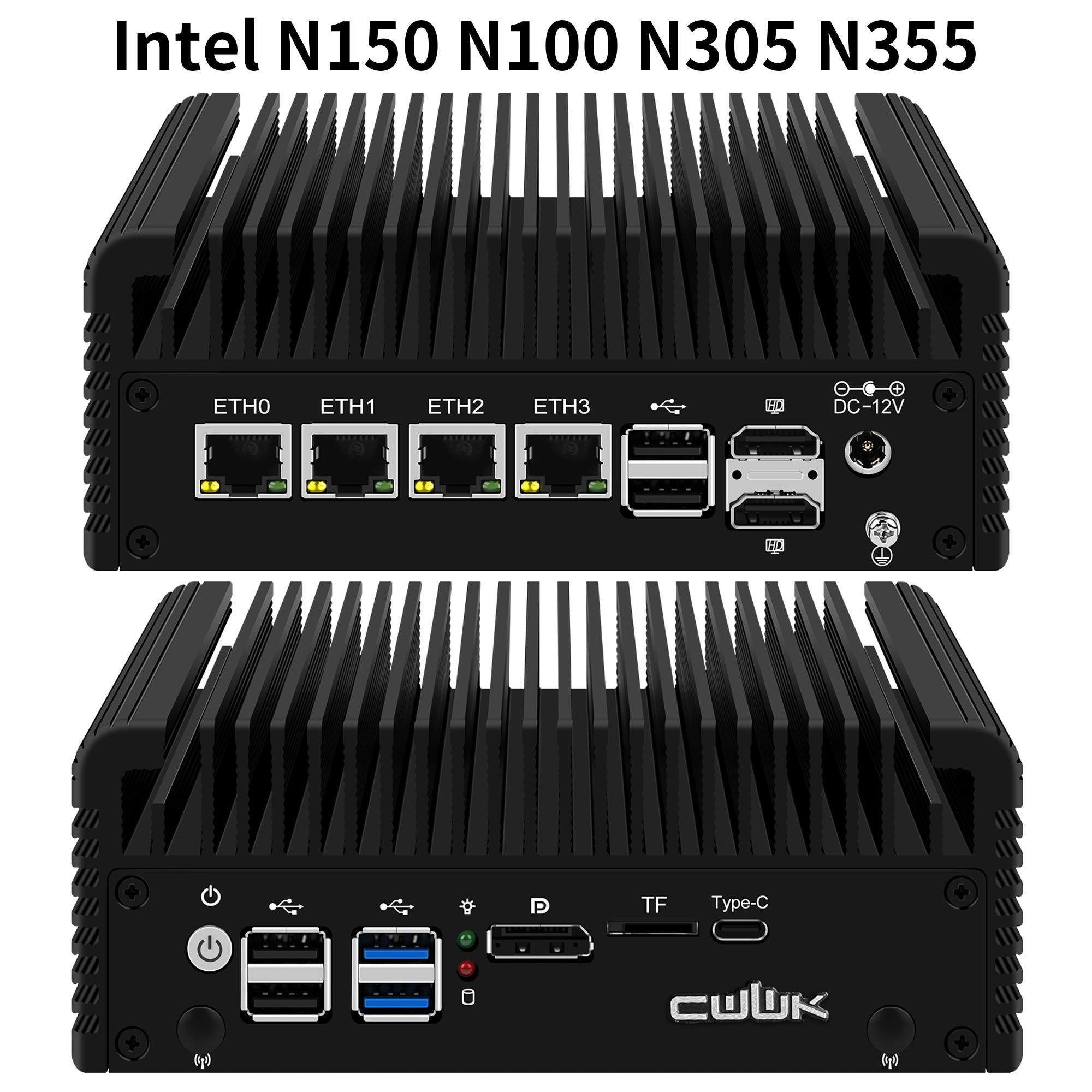 CWWK F2  Fanless Mini PC Firewall Hardware for Opnsense Pfsense,Softer Router Intel N150 N100 N305 N355, 4 x 2.5 Gbe i226V Lan