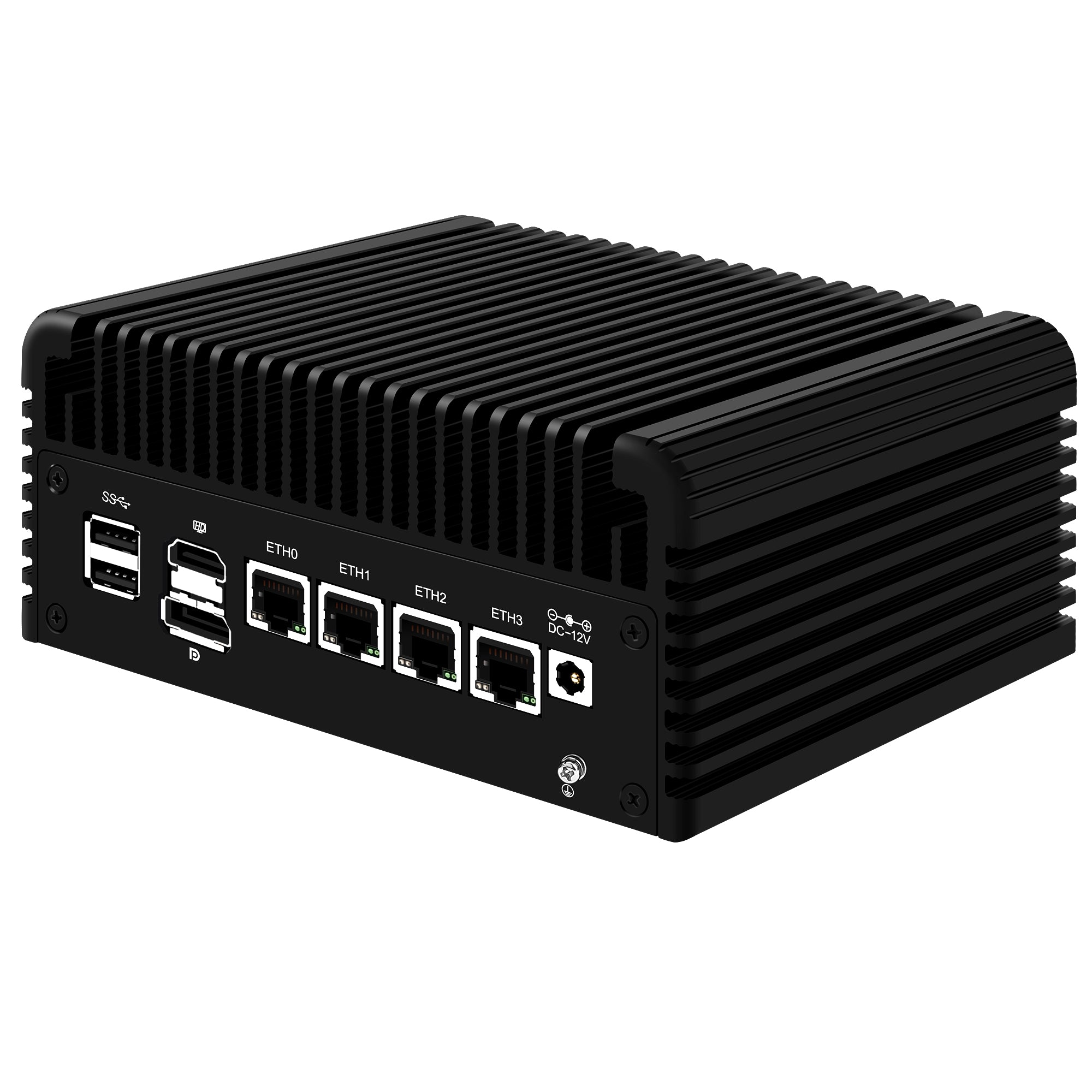 CWWK F8 Mini PC Firewall Appliance Intel Celeron Quad Core up to 3.6GHz 4 LAN Ports DDR5 8GB RAM 128GB SSD Dual HDMI 4K Compact Desktop Computer