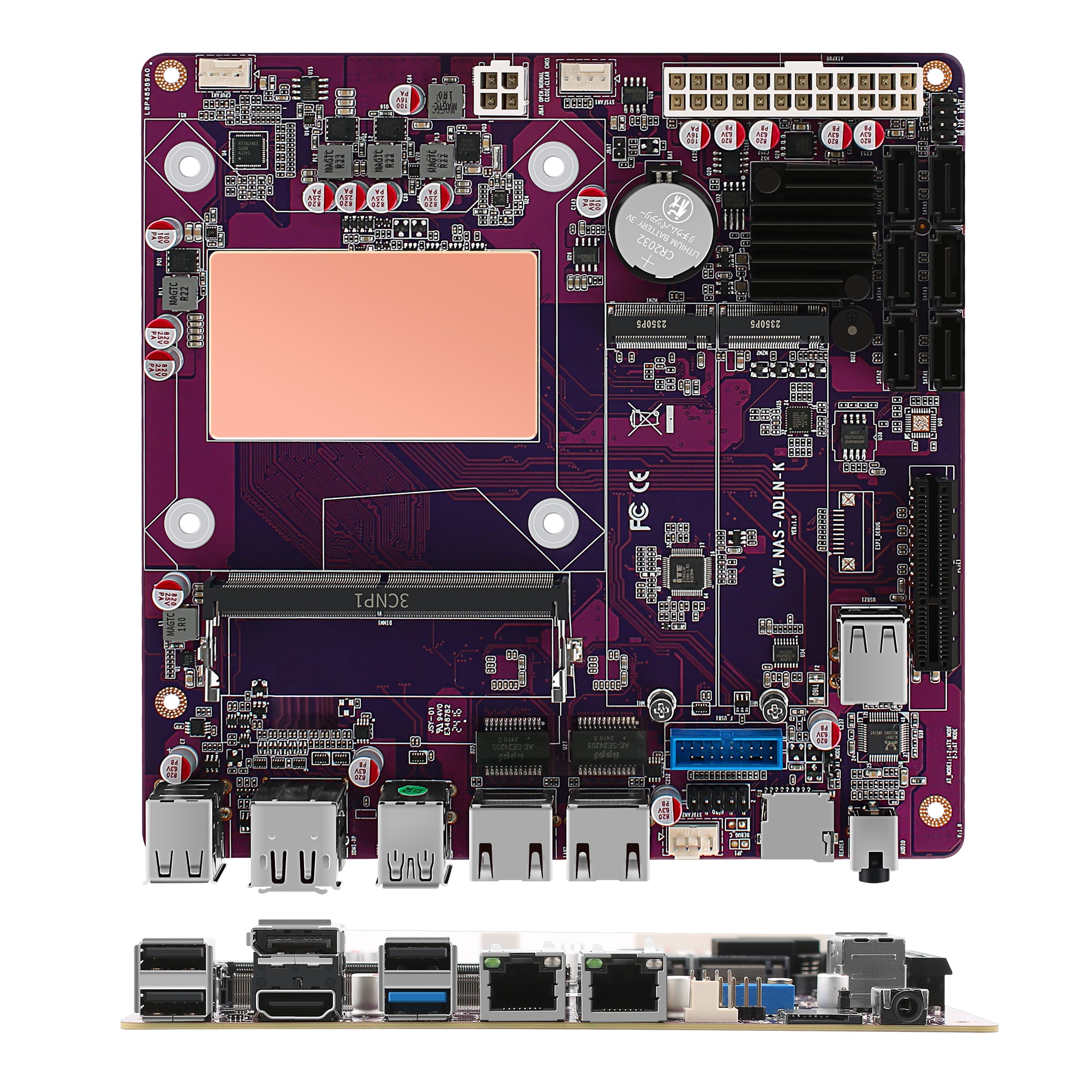 CWWK CW-M2 ChangWang Mini-ITX Purple NAS Motherboard with 6 SATA and Dual 2.5GbE,Adaptation OpenClaw