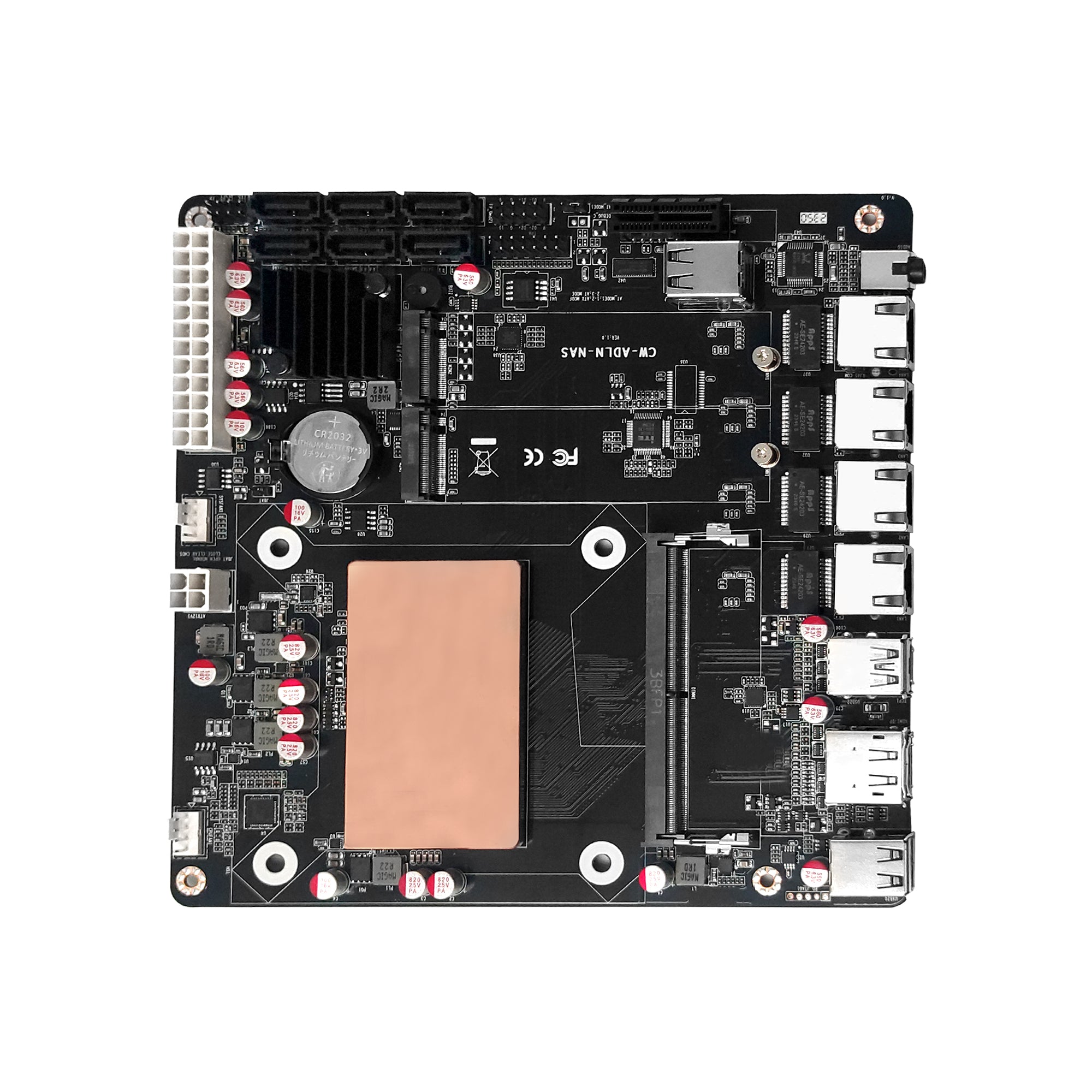 M1 Intel N100/N305 NAS Motherboard with 4x 2.5GbE, 6 SATA, Dual M.2 NVMe