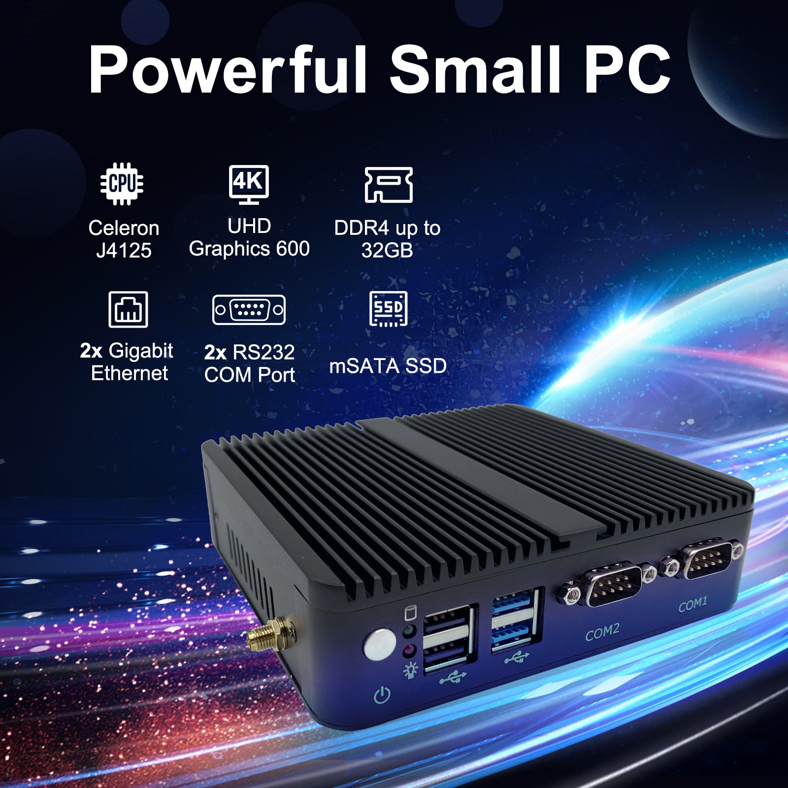 CWWK C8 Mini Industrial PC Fanless PC Celeron J4125 8GB RAM 256GB SSD 2*LAN HD VGA 4*USB Win11 Mini PC Fanless High Performance Compact Design Embedded Industrial Computer for industrial applications
