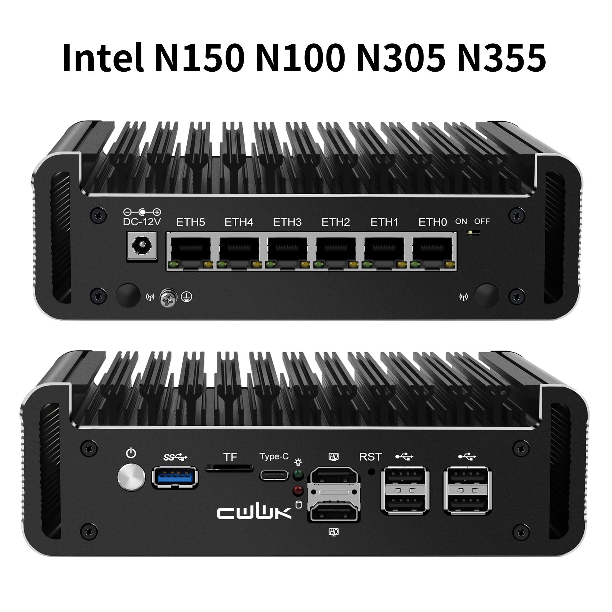 CWWK F11 Fanless Mini PC Firewall Hardware for Opnsense Pfsense,Softer Router Intel N150 N100 N305 N355, 6 x 2.5 Gbe i226V Lan, DDR5 RAM NVMe SSD