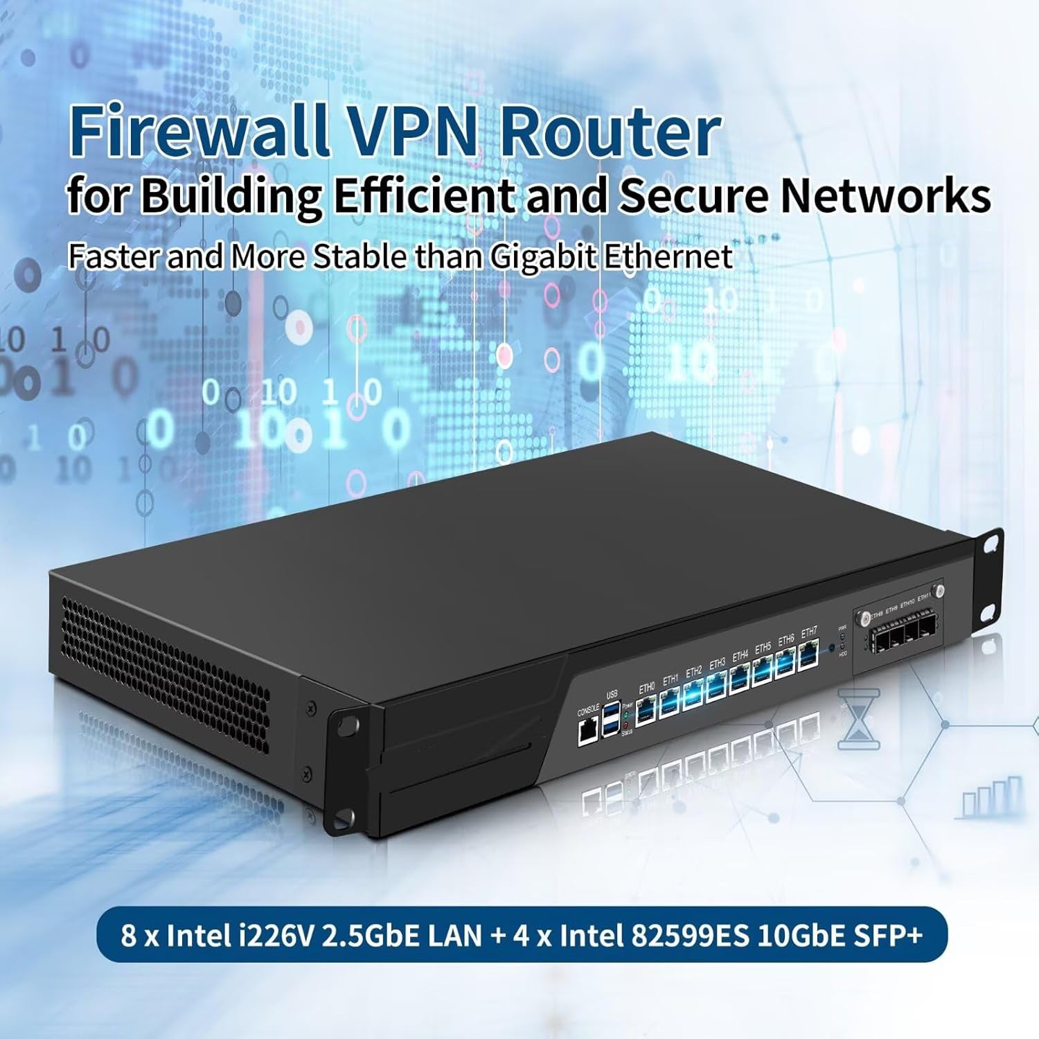 CWWK 1U Firewall Hardware CW-U15 B150, 4 x 10Gb SFP+ LAN Firewall Appliance VPN Router PC, RAM SSD OPNsense Hardware 19”Rackmount for Homelab with VGA, SIM
