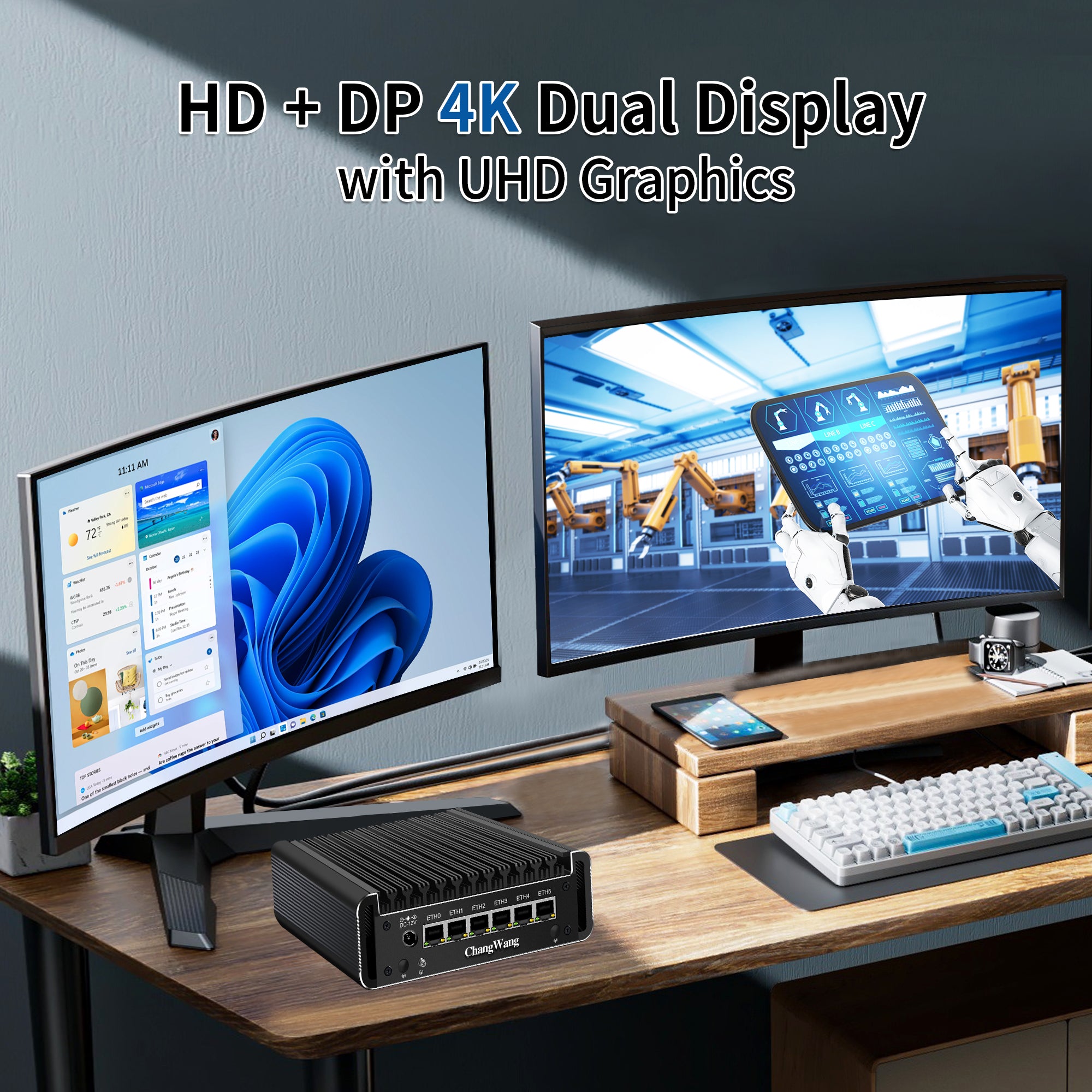 CWWK F24 Micro Computer Hardware Namely Firewalls Celeron J6413, Fanless Mini PC Support OPNsense, Office Network Appliance Dual 4K HD, DP, SIM Slot, Barebone (No RAM/SSD/OS)