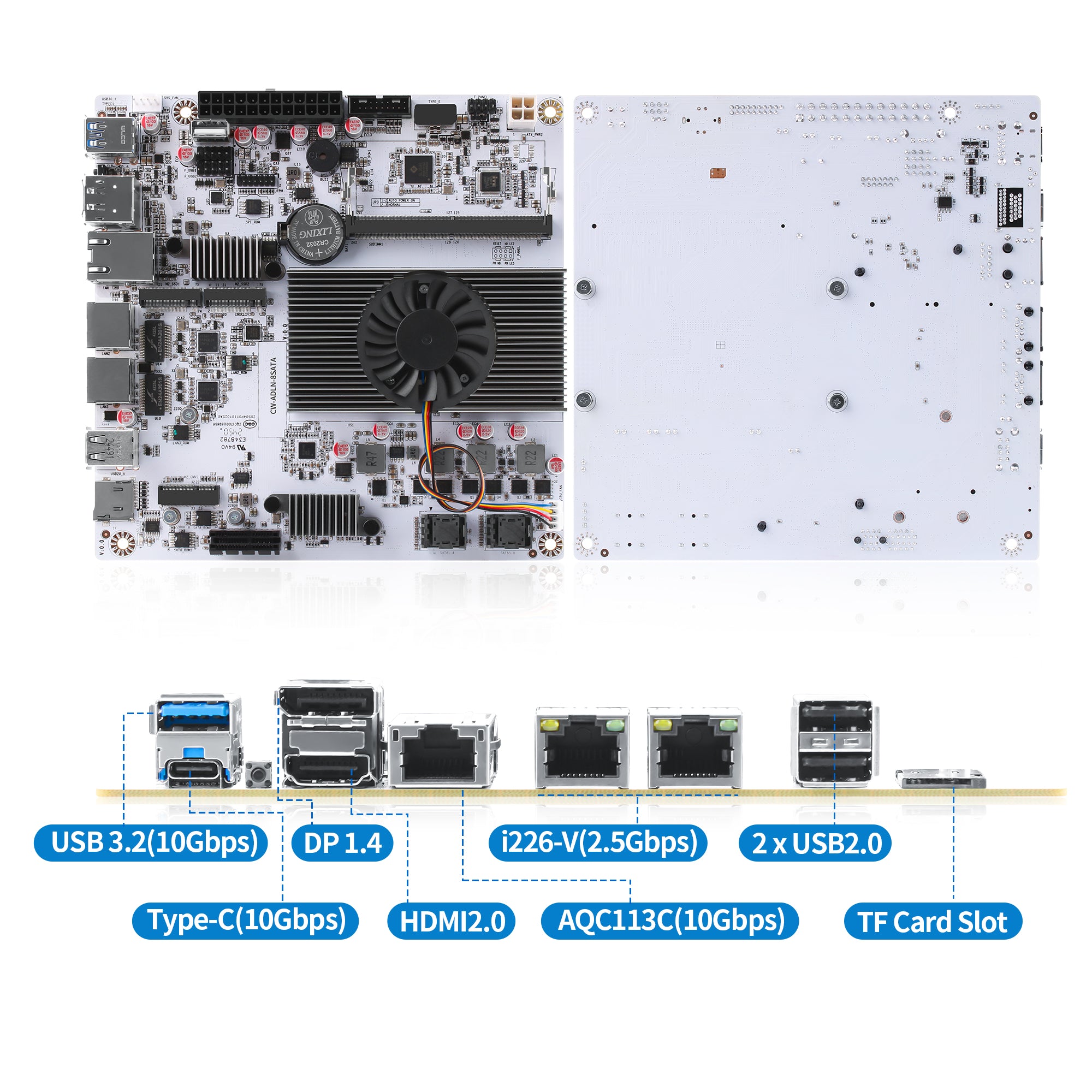 CWWK M8 NAS Motherboard 8 Bay with 10GbE RJ45 LAN, N150/N355CPU Mini ITX PC Motherboard