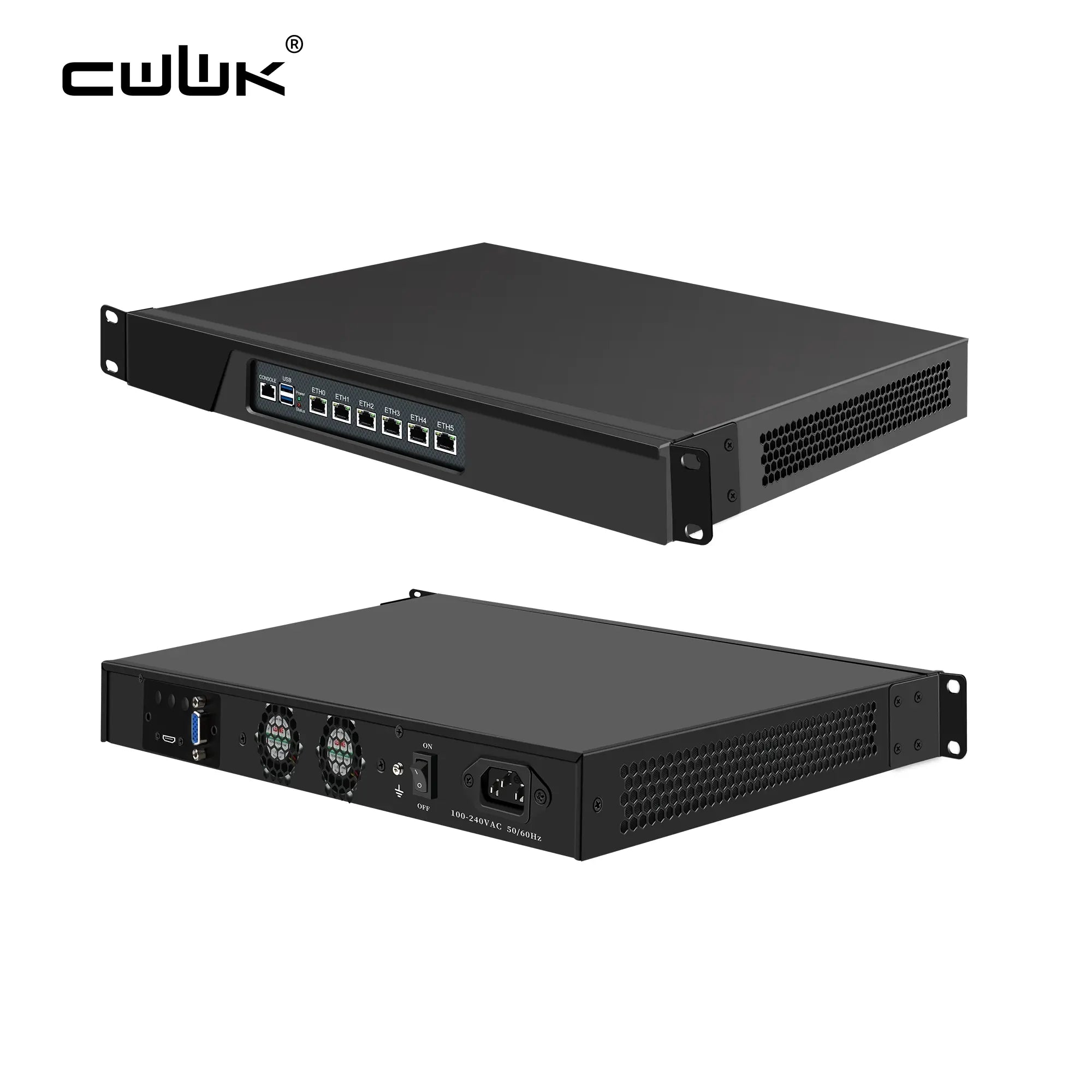 CWWK CW-U11 1U/2U Rackmount Firewall Appliance, 6 LAN Intel I225 Router Hardware, Intel N5105, 19" Rack PC for OPNsense, pfSense, OpenWrt, VPN, Homelab Network Server