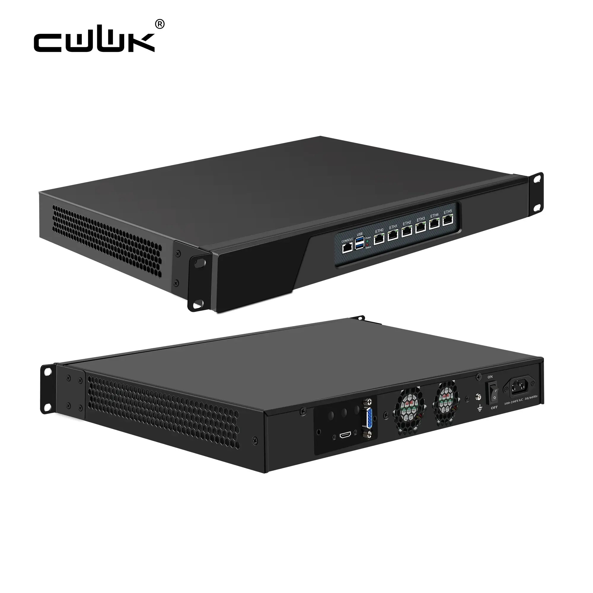 CWWK CW-U11 1U/2U Rackmount Firewall Appliance, 6 LAN Intel I225 Router Hardware, Intel N5105, 19" Rack PC for OPNsense, pfSense, OpenWrt, VPN, Homelab Network Server