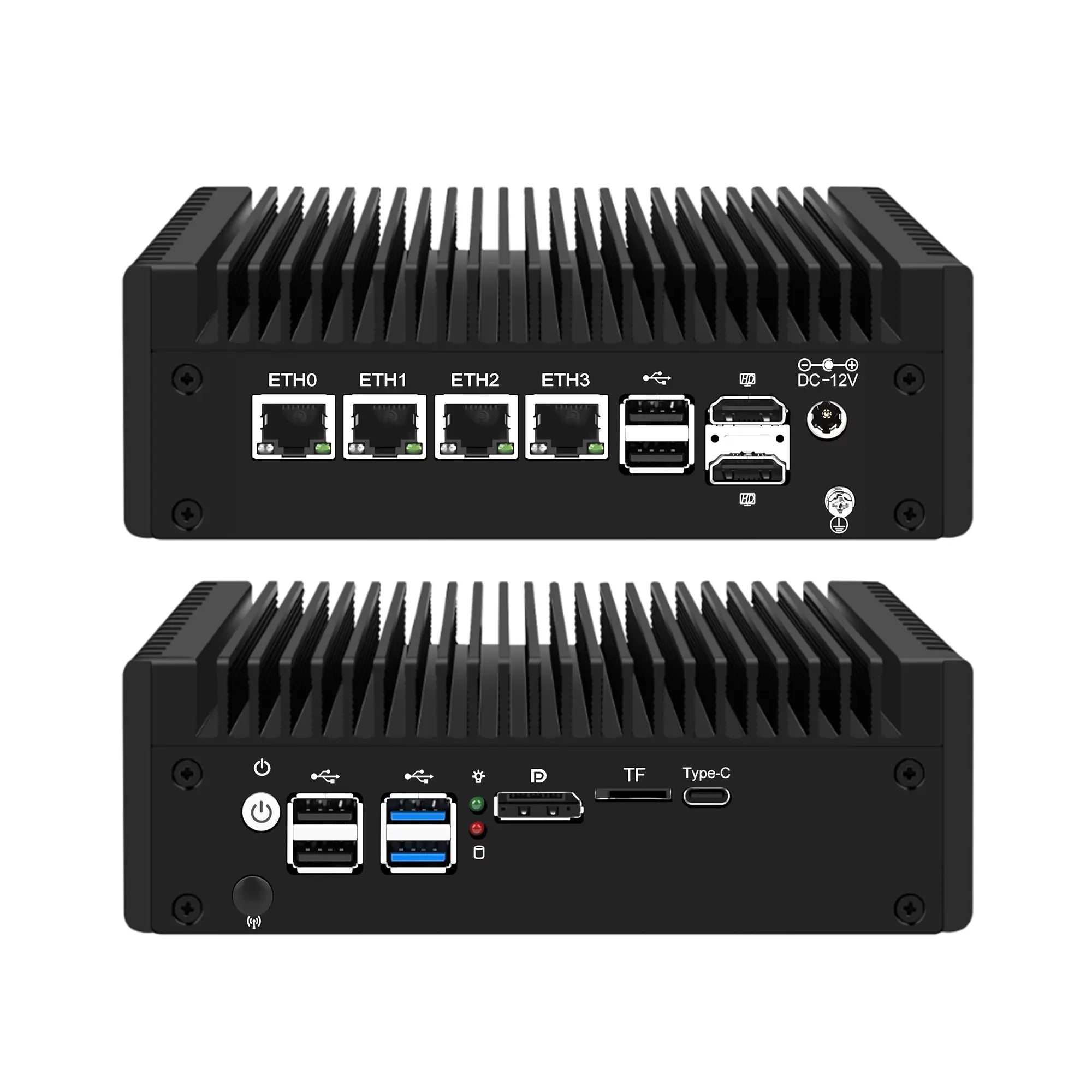 CWWK F12 4 Port 2.5G Firewall Mini ITX  Intel N100 N305 N150 N355 DDR5 Dual NVMe Dual SATA Multi Display HDMI DP Type C