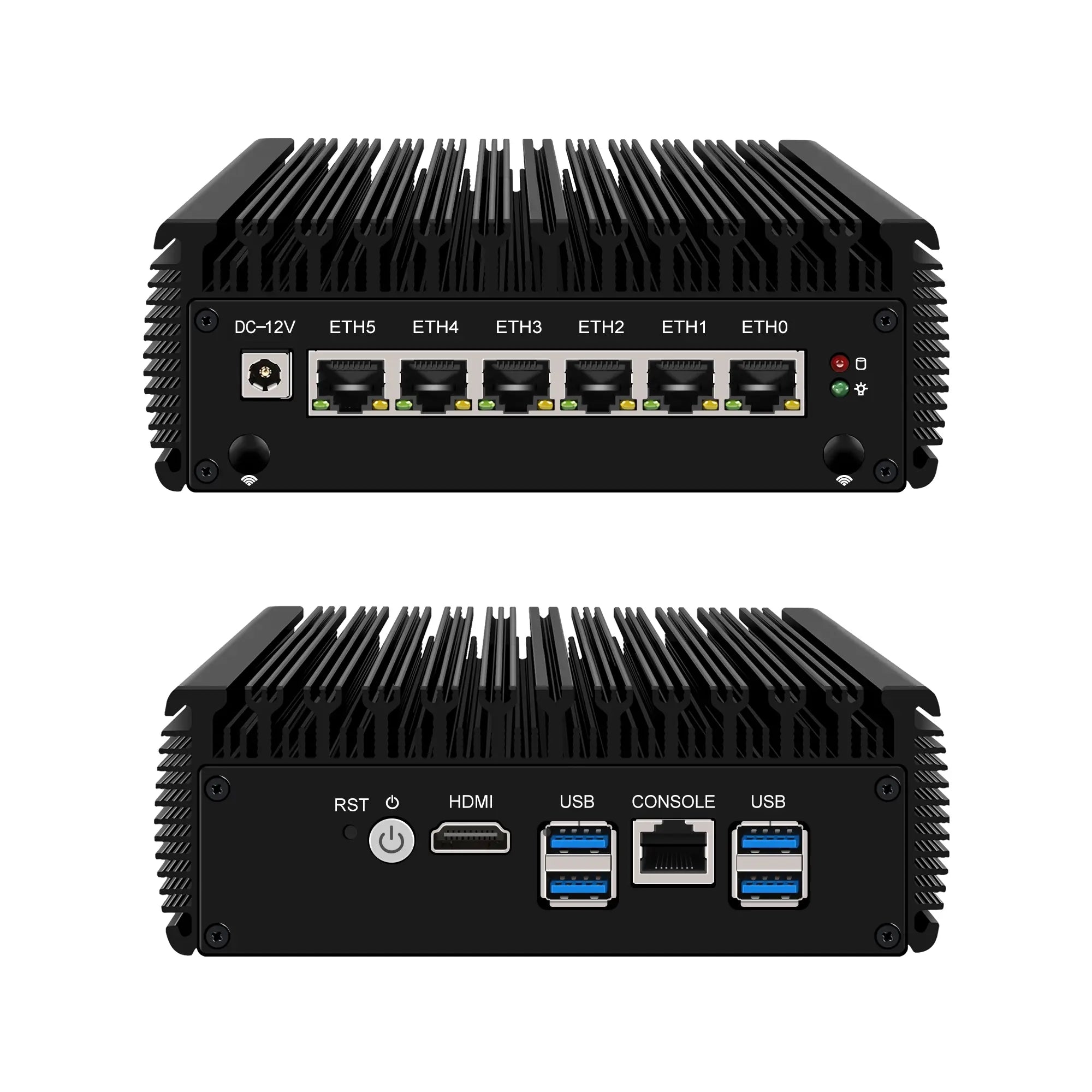 CWWK F21 Intel Core i5-8250U 6-LAN Firewall Mini PC, Gigabit Soft Router Appliance, DDR4, SATA, mSATA, Console Port, DC 12V