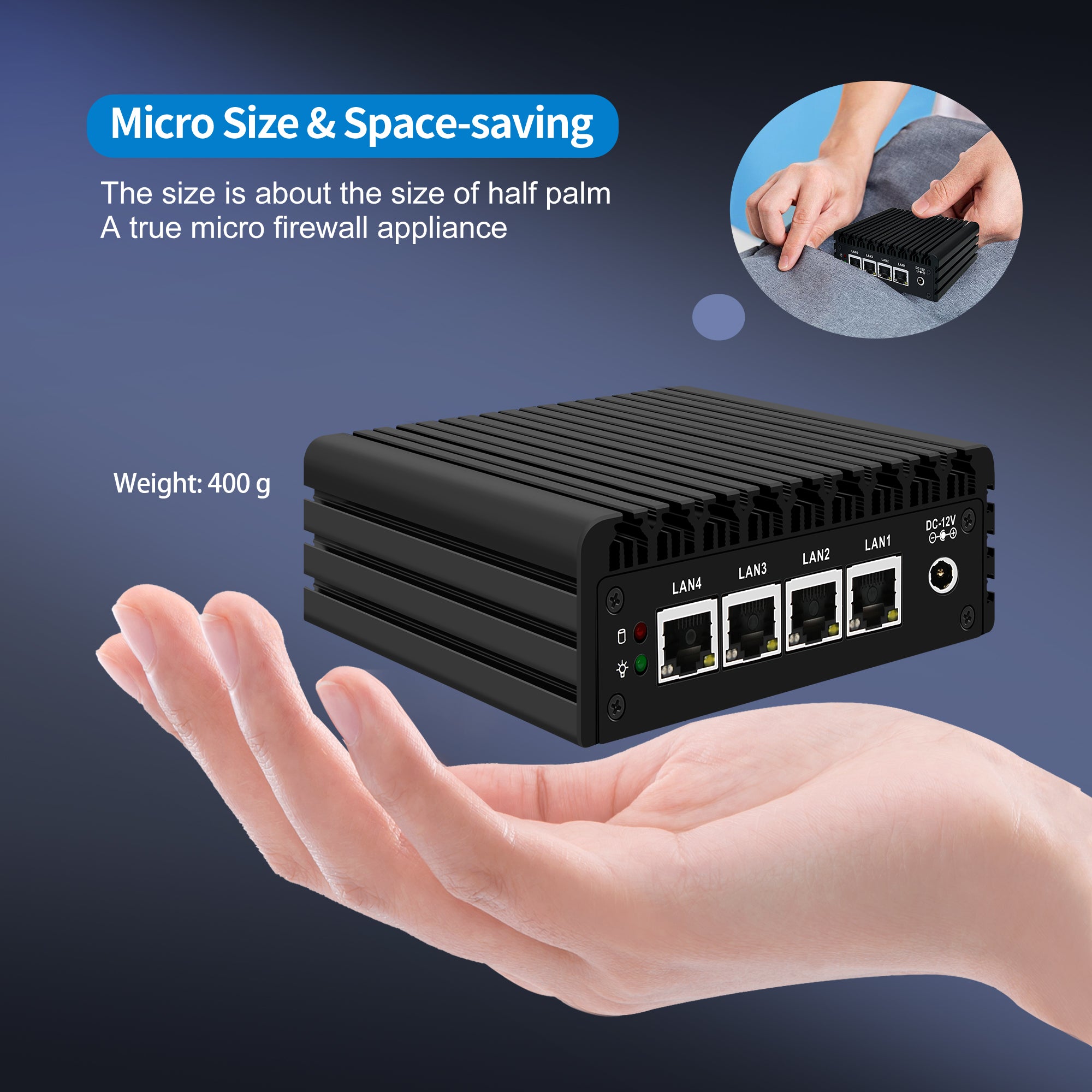 CWWK J3710 Fanless Microcomputers F37, 4X 2.5GbE LAN, OPNsense Mini Firewall Appliance Dual 4K HD/DP, Desktop Compact PC RJ45 COM Slot, 2 x USB3.0, Barebone for Home Office