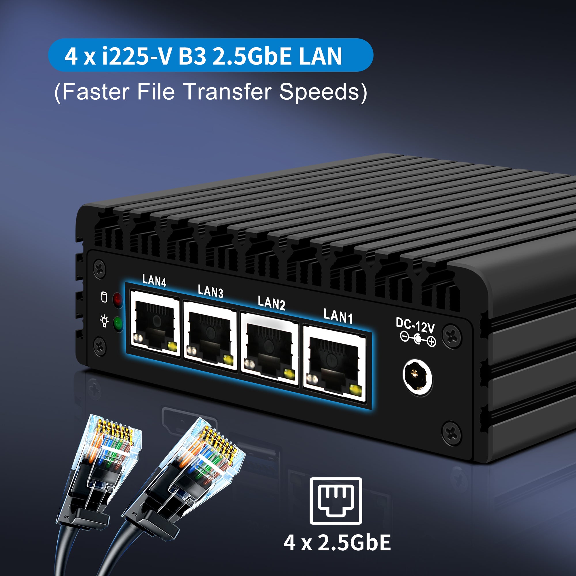 CWWK J3710 Fanless Microcomputers F37, 4X 2.5GbE LAN, OPNsense Mini Firewall Appliance Dual 4K HD/DP, Desktop Compact PC RJ45 COM Slot, 2 x USB3.0, Barebone for Home Office