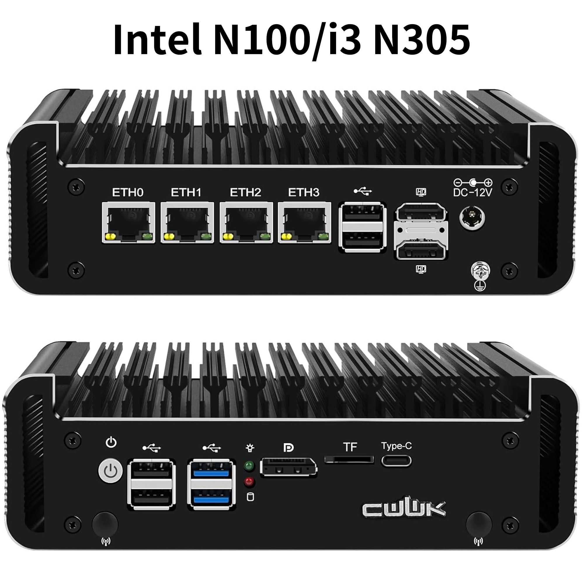CWWK F3 Fanless Mini PC Firewall Appliance with 4 x Intel i226 2.5GbE, DDR5, Dual NVMe, Dual SATA, HDMI/DP/Type-C