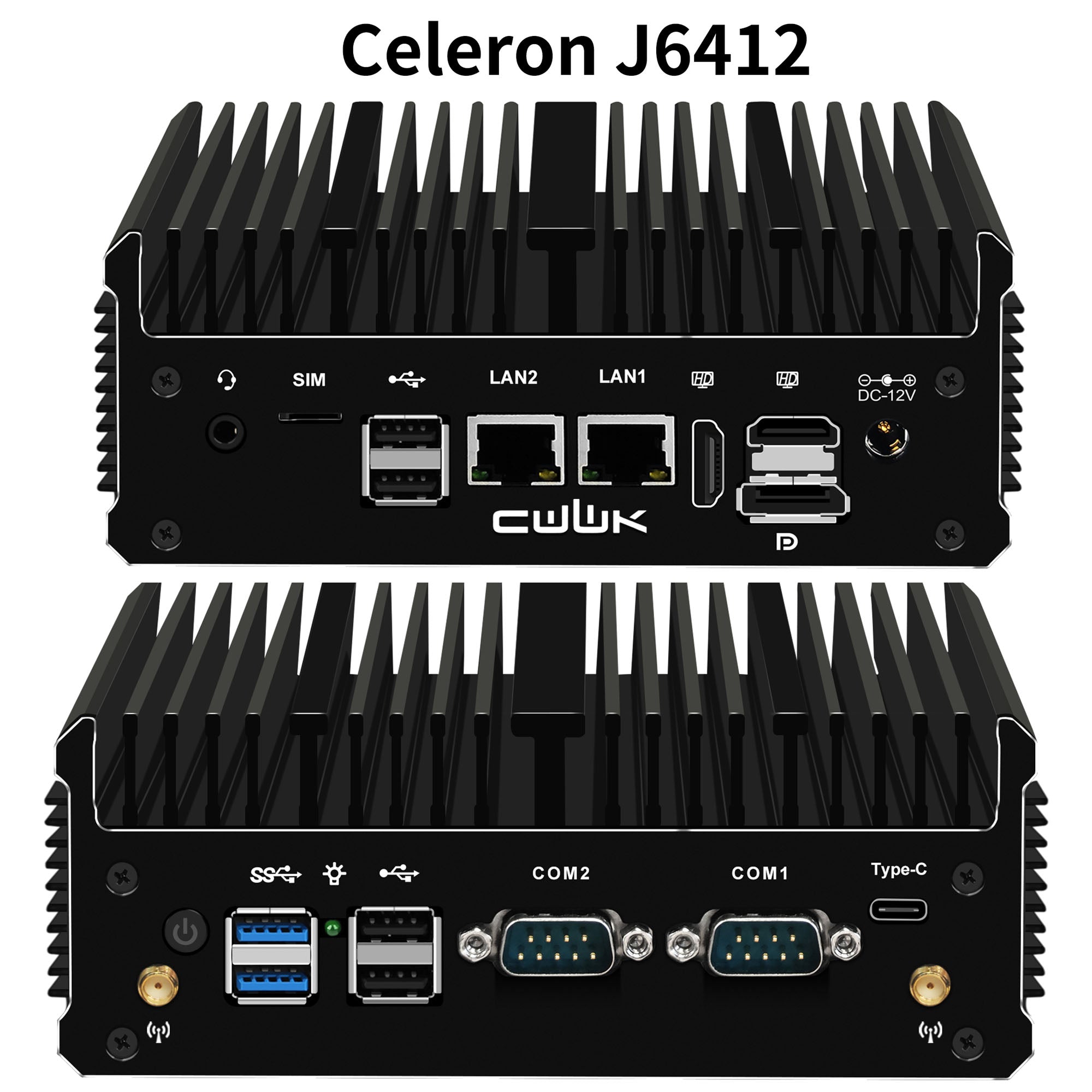 CWWK C1 Fanless Mini PC, Core N100,J6412  2 × 2.5GbE i226V LAN Port, 2 × COM RS232, Support WIFI/BT, Fanless Desktop Computer, DDR4 8GB RAM 128GB NVMe SSD, Windows 11 Pro