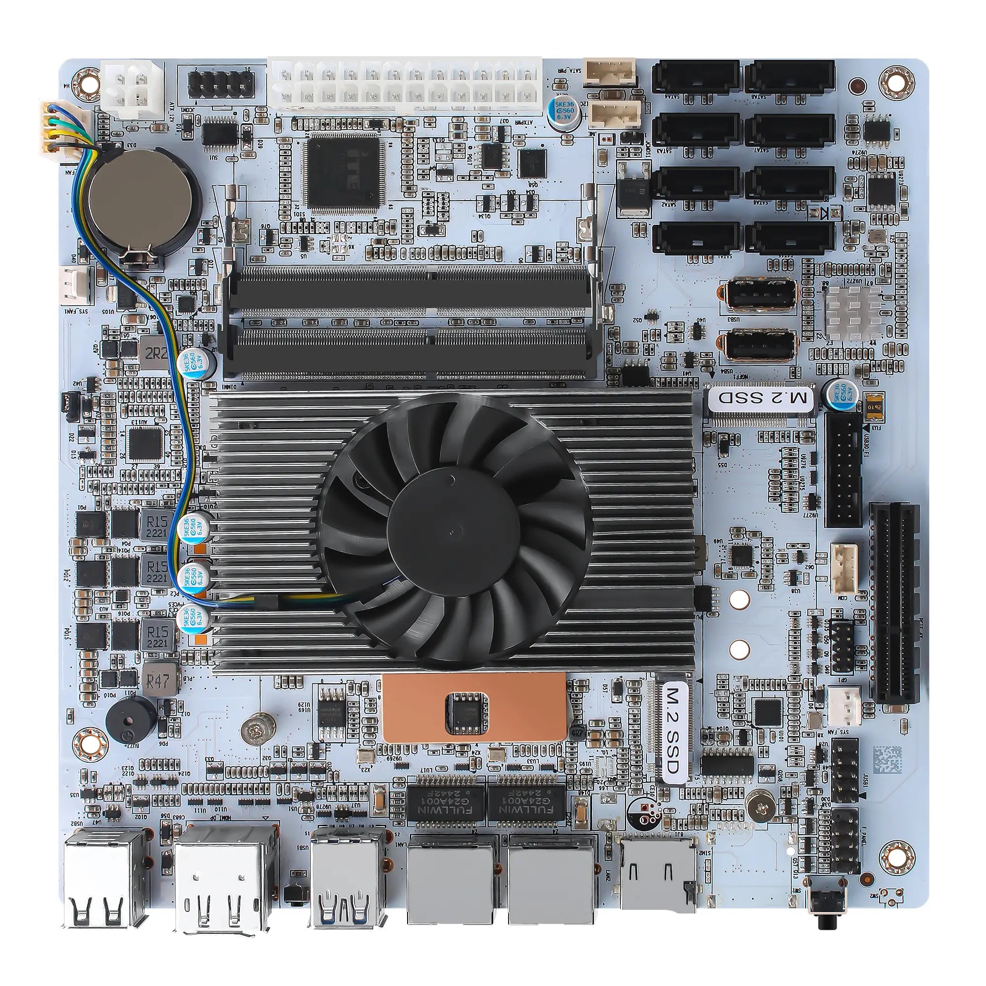 CWWK NAS Motherboard 8 Bay Core i5 8265U 4C/8T, Mini ITX PC Mainboard White M11, 2 x NVMe PCIe3.0 x2, Dual 2.5GbE i226V LAN, DDR4 16GB RAM 128GB SSD, PCIe x4 Slot, TF, HD+DP