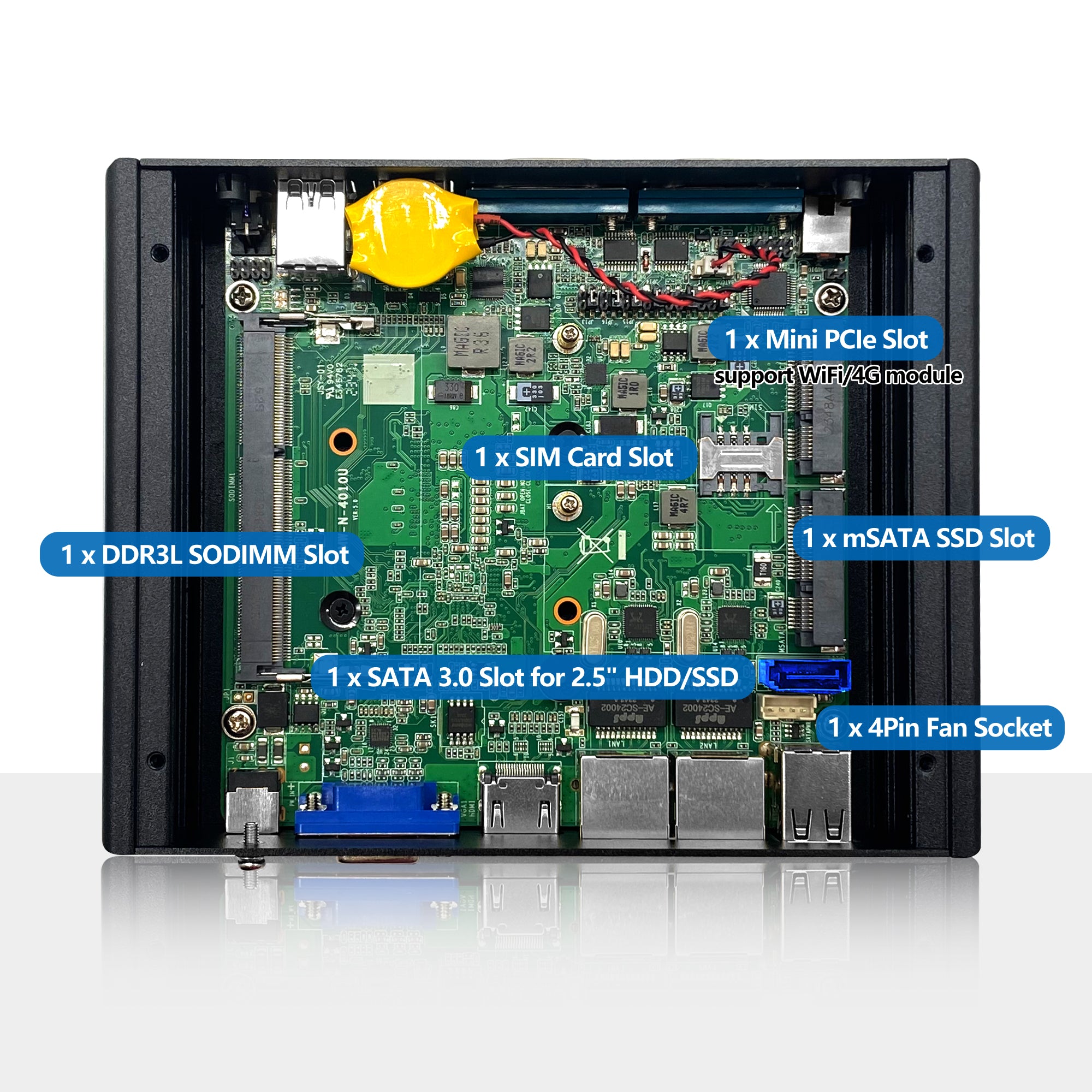 CWWK C7 Industrial PC, Fanless Mini PC Ryzen 5 5600U, Dual 2.5GbE i226V LAN, 2 × COM RS232,Mini Desktop Computer, DDR4 8GB RAM 128GB NVMe SSD