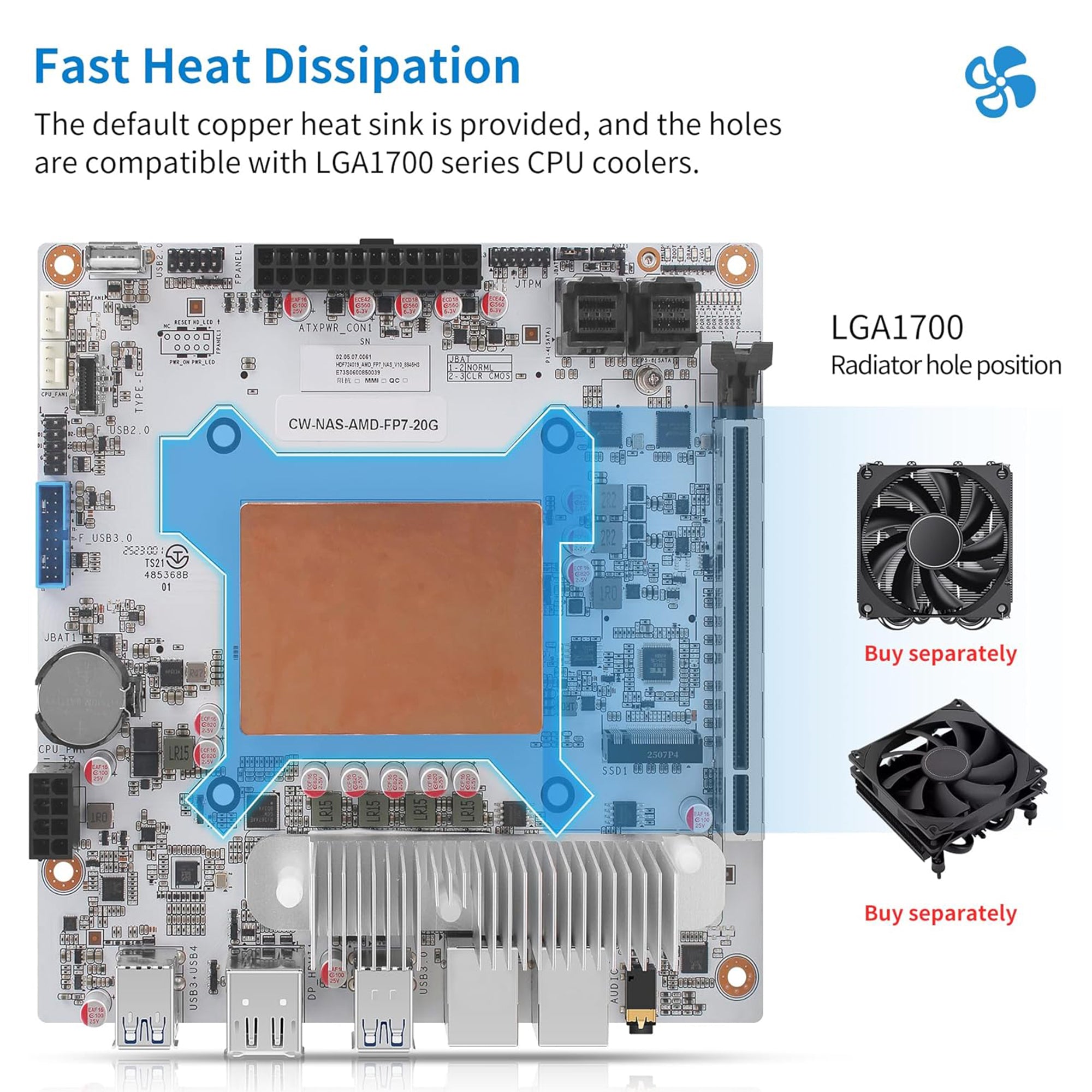CWWK N7 NAS Motherboard 8 Bay with 2 x 10GbE RJ45 LAN, Ryzen 7 8845HS CPU