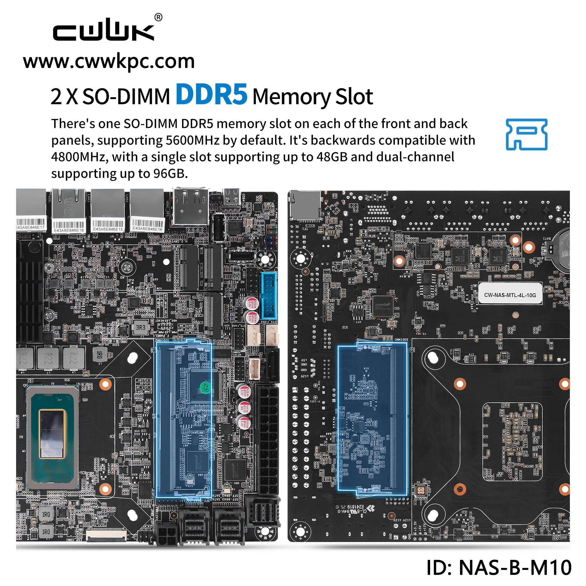 Intel Core Ultra 12-Bay NAS Motherboard M10 with 10GbE, Dual M.2 and DDR5