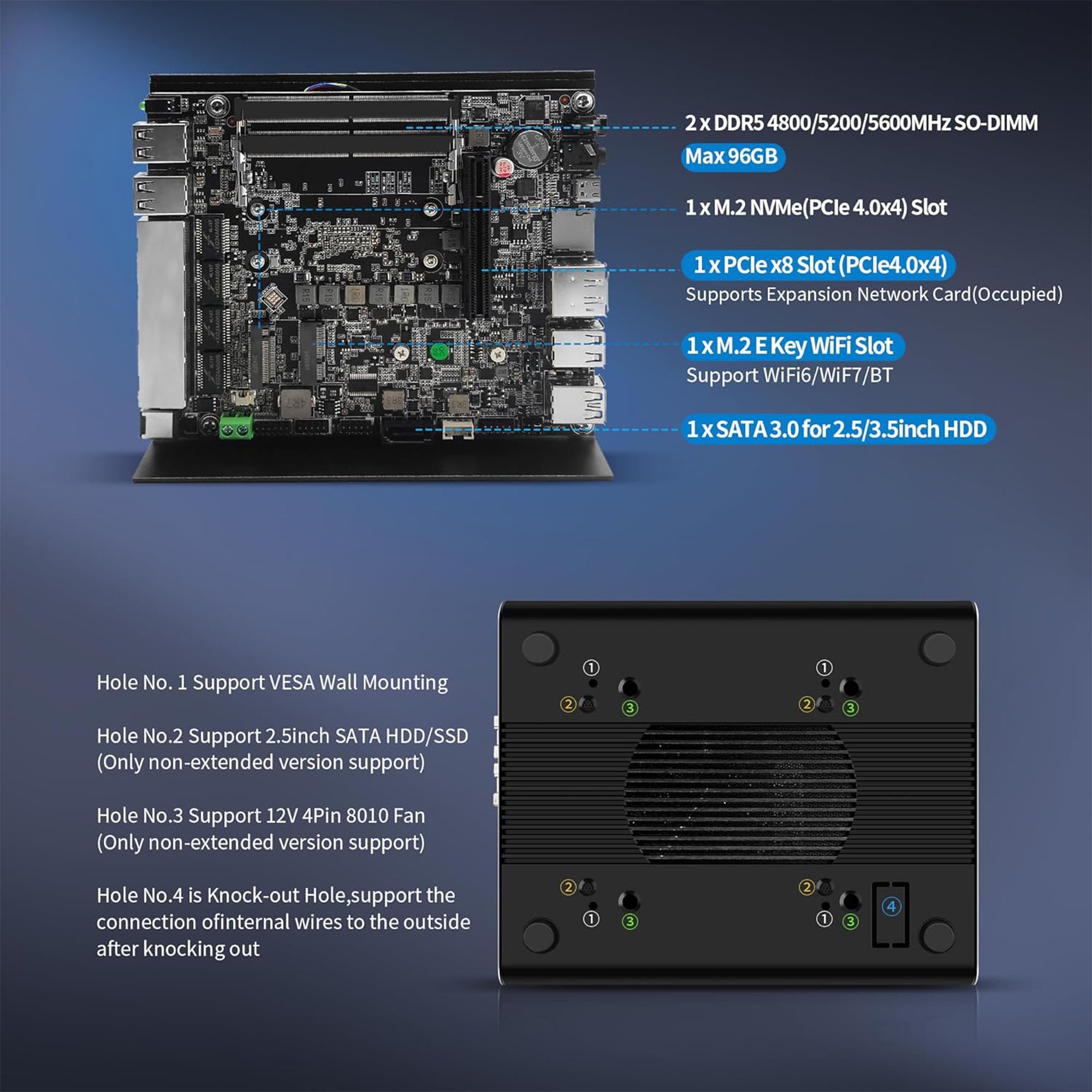 CWWK AI Mini PC S9/S10 Core Ultra 5 125H Firewall Appliance, 4 x 10GbE SFP+ Mini Computer, 4 Port 2.5GbE LAN, S10 Linux Server Micro PC, DDR5 NO RAM/SSD/OS, PCIe4.0 x4 NVMe, USB4, HD, DP