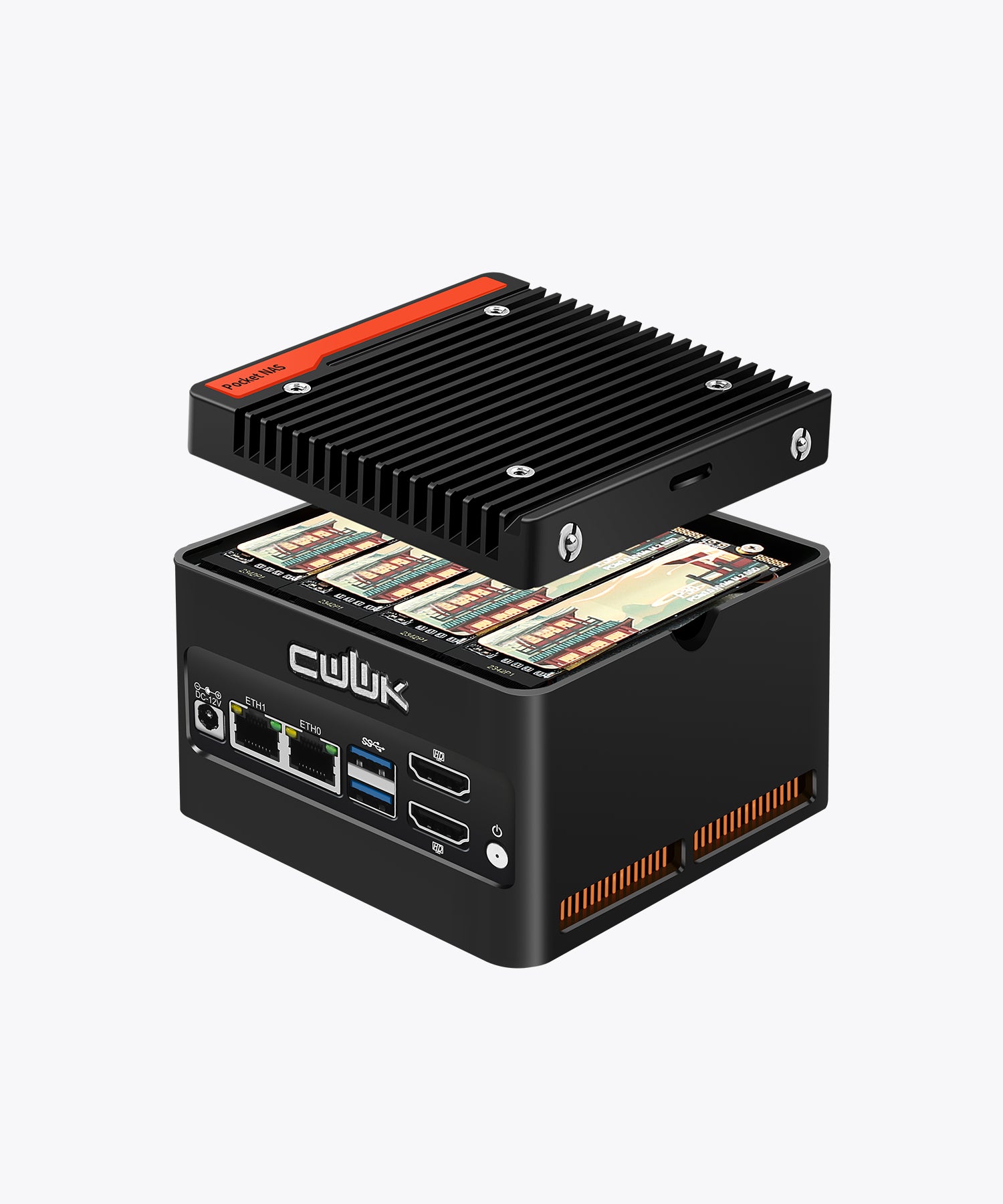 CWWK X86 P5 PocketNAS,Core i3 N305/N100/N200 , 4x M.2 NVMe Micro PC with 2x i226-V 2.5GbE LAN, DDR5 Mini Desktop Computer with 16GB RAM 512GB SSD, USB3.2, Support Dual 4K Display, WiFi7/BT5.4 Expand,Green